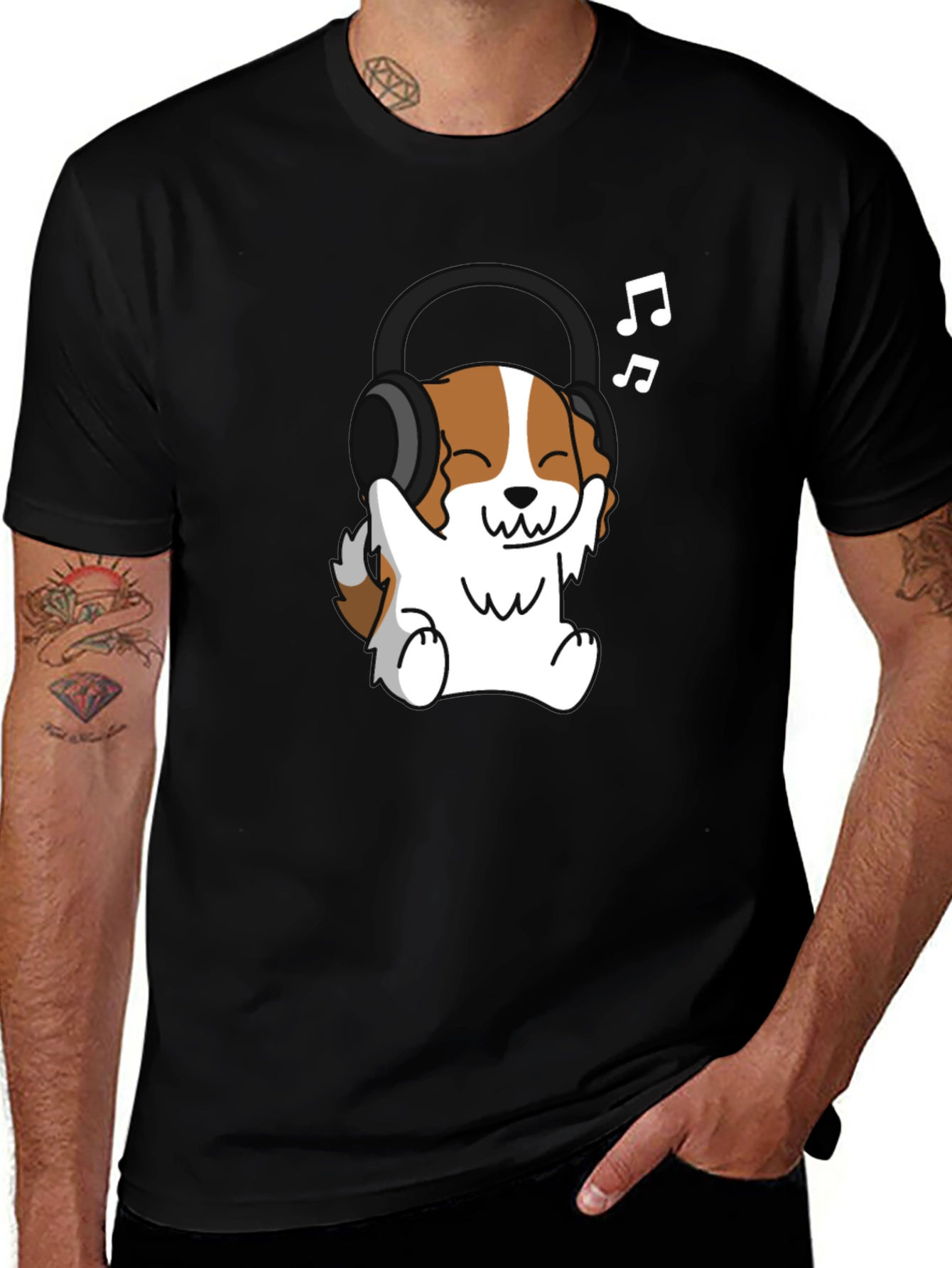 Dog Wearing Headphones Graphic Tee