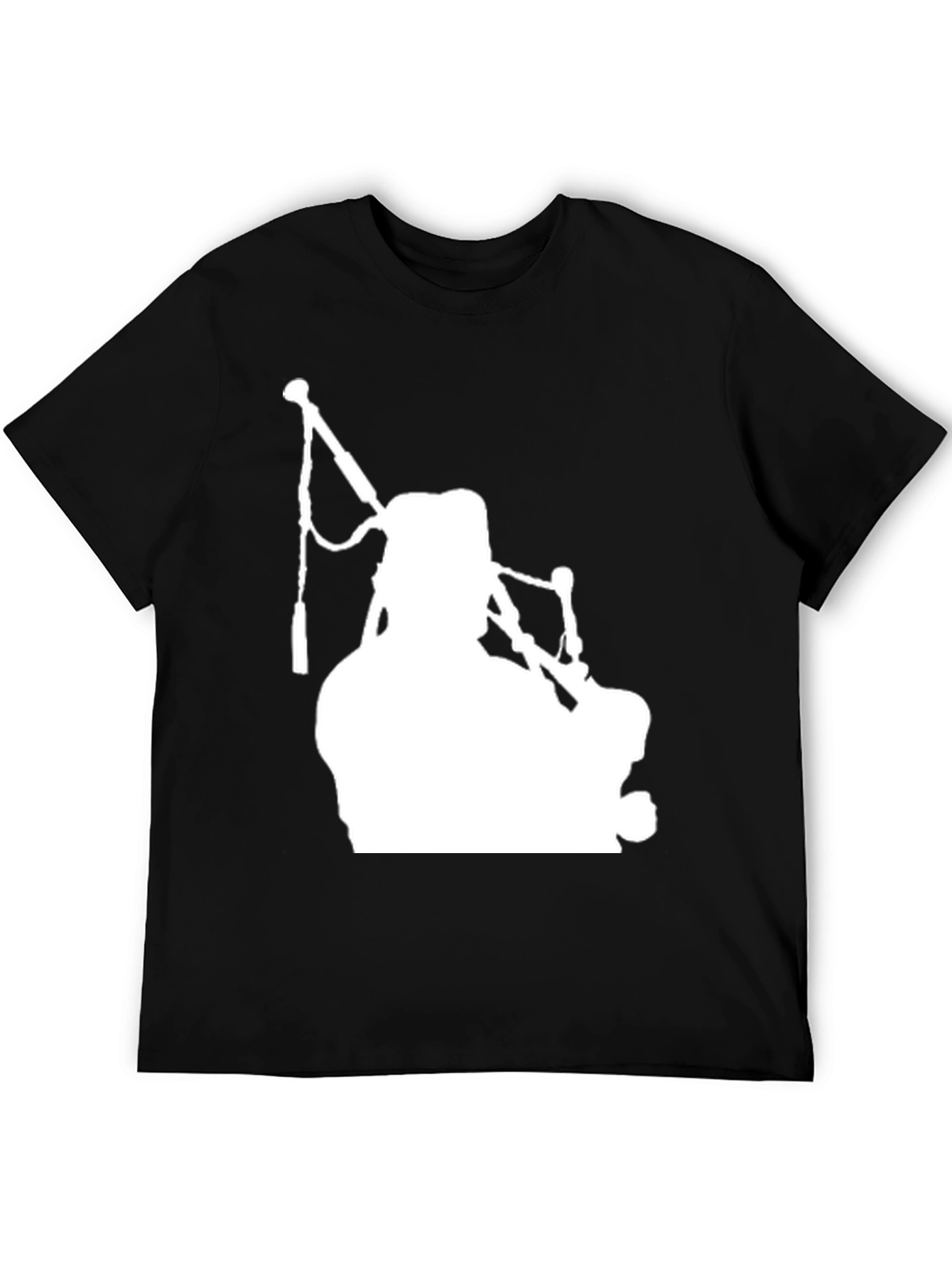 Bagpiper Silhouette Graphic Tee - Black Cotton T-Shirt