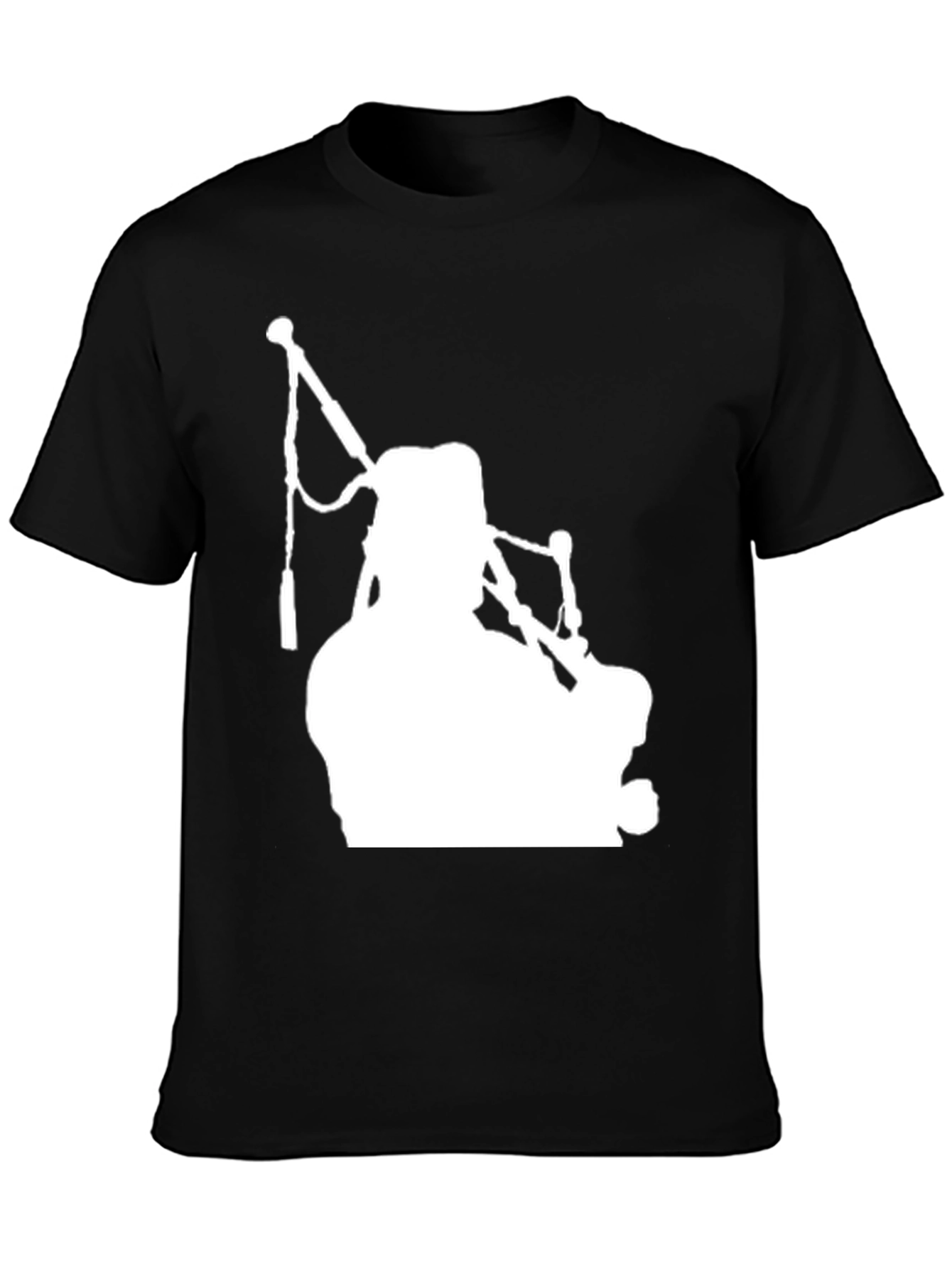 Bagpiper Silhouette Graphic Tee - Black Cotton T-Shirt