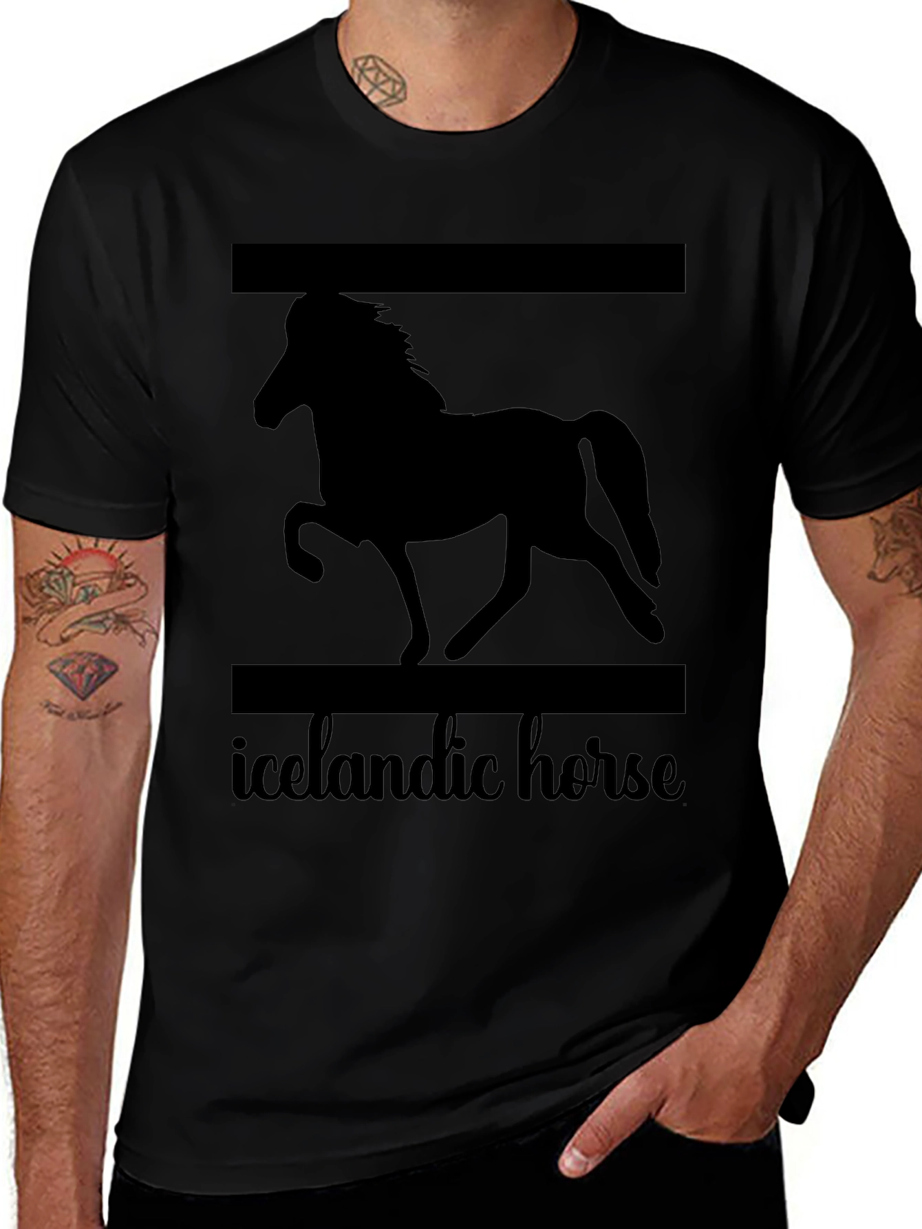 Icelandic Horse Graphic T-Shirt Unisex Black
