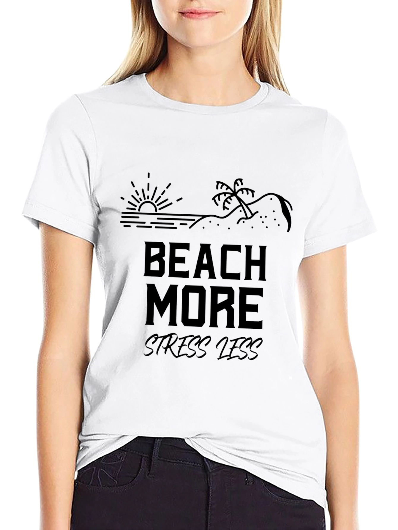 Beach More Stress Less T-Shirt Summer Vacation Tee