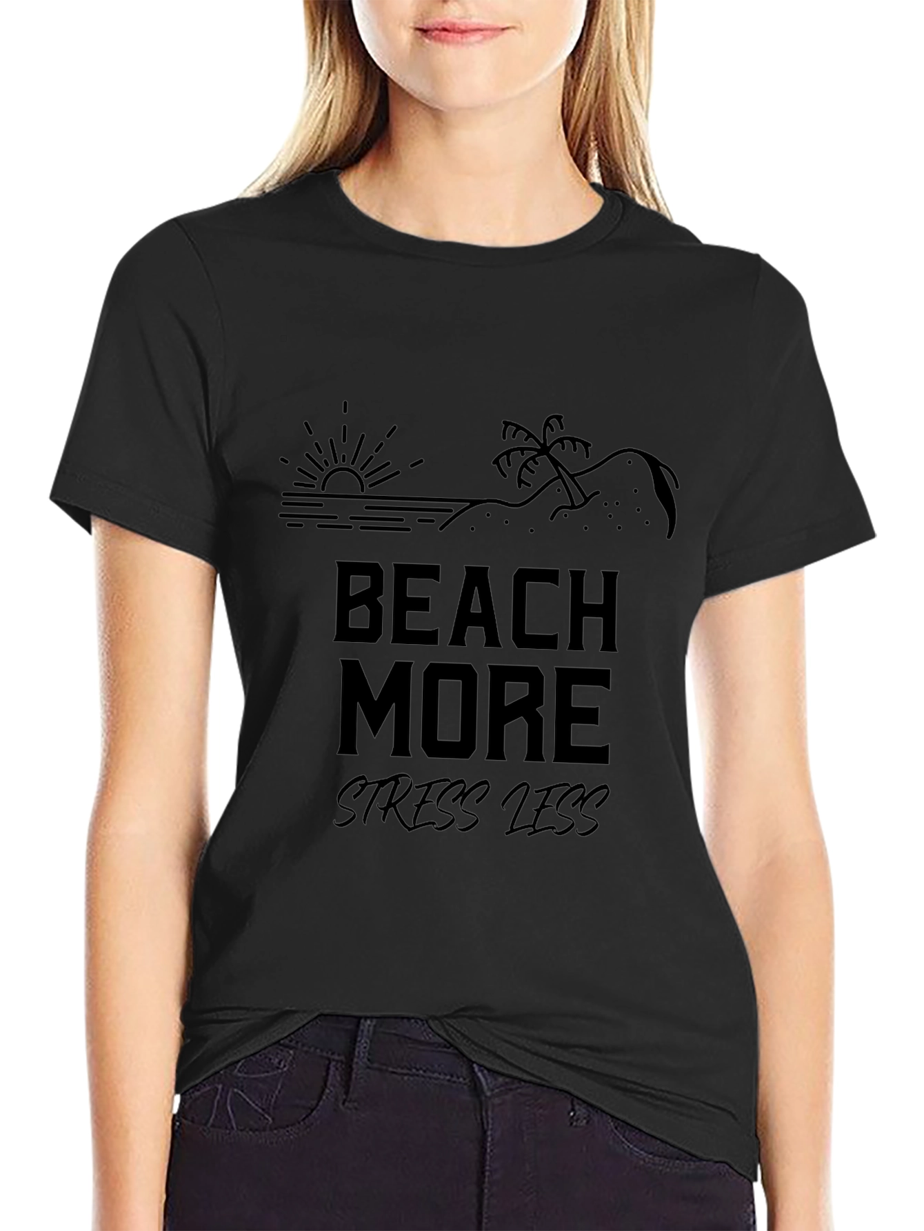 Beach More Stress Less T-Shirt Summer Vacation Tee