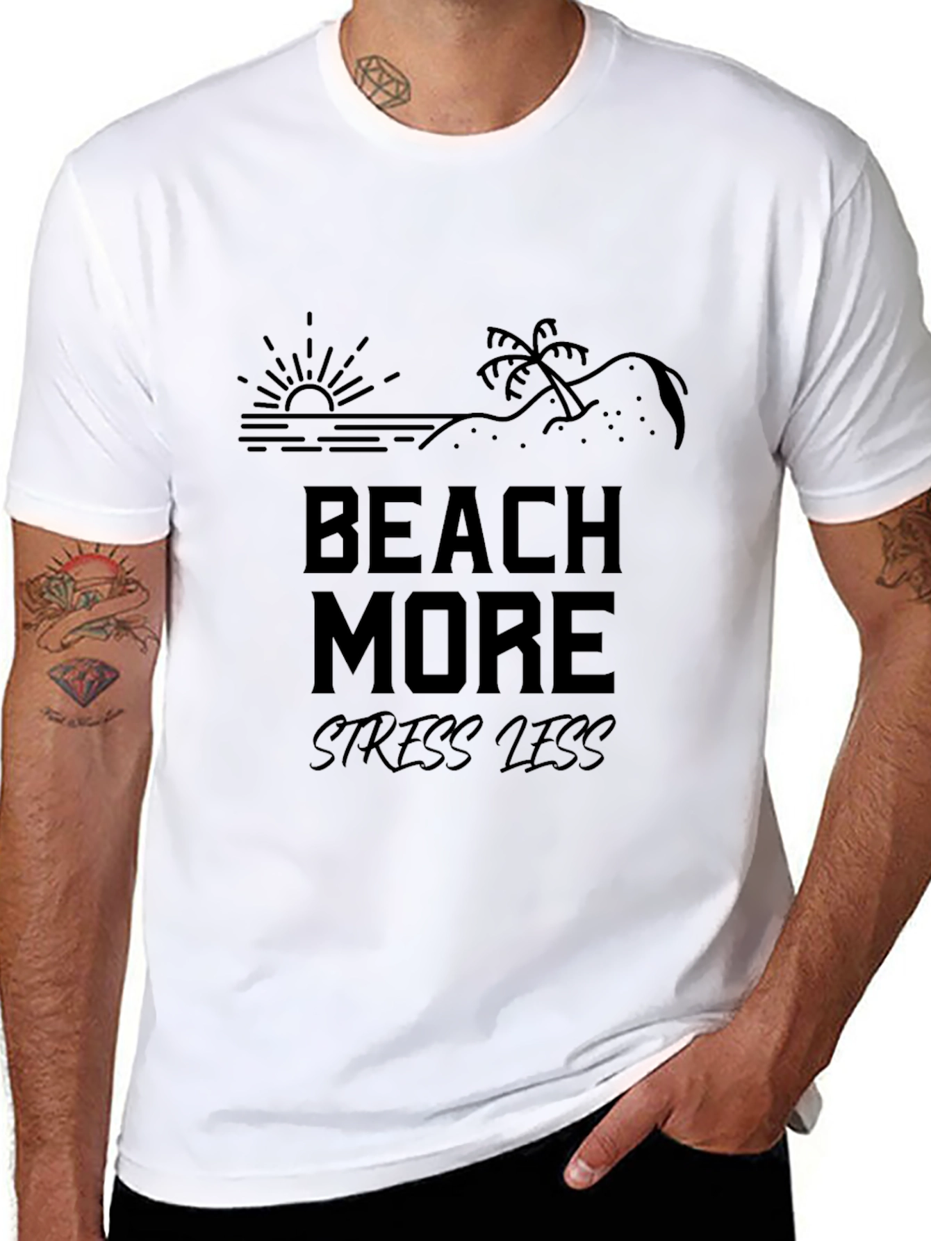Beach More Stress Less T-Shirt Summer Vacation Tee