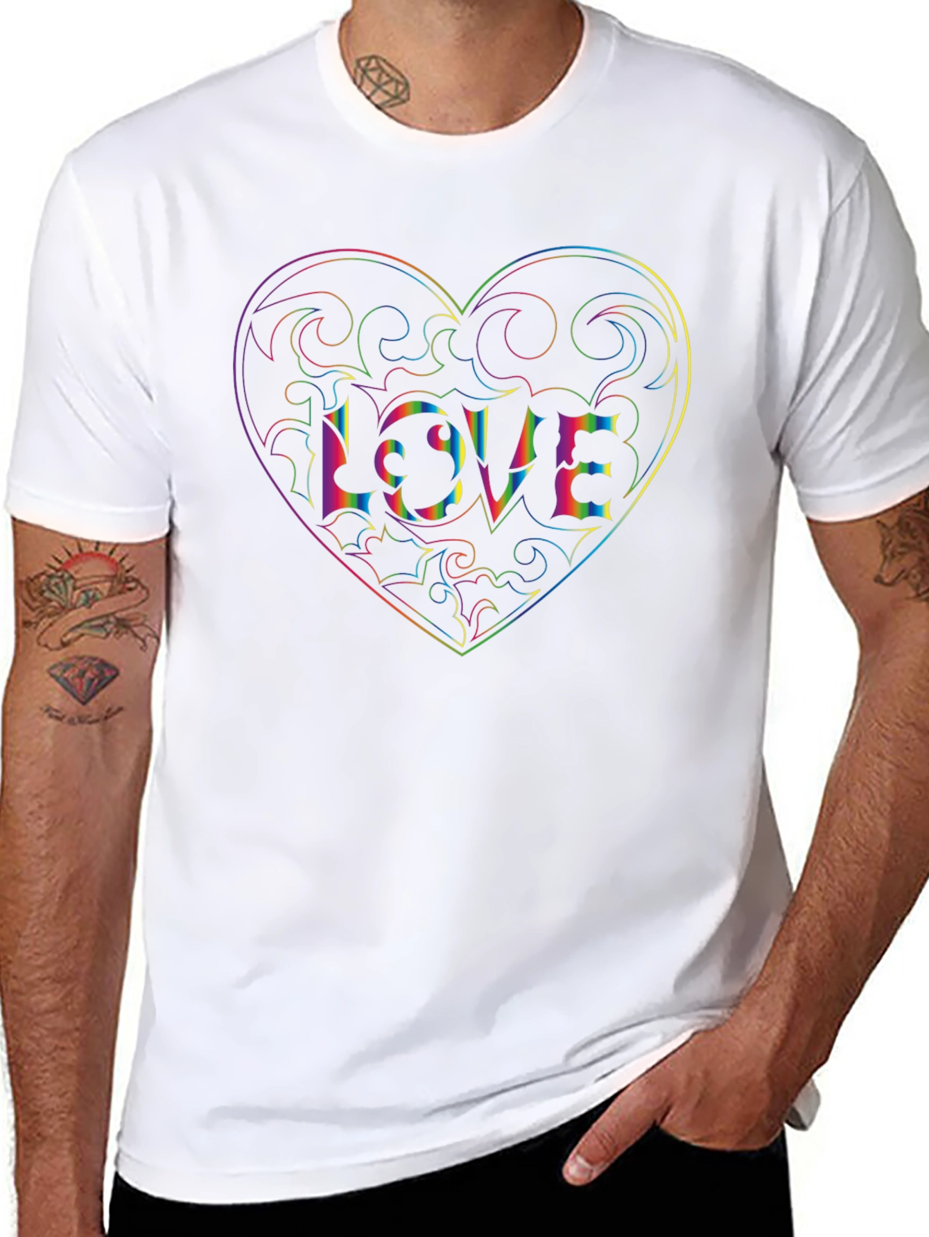Rainbow Heart LOVE Graphic Tee - Unisex