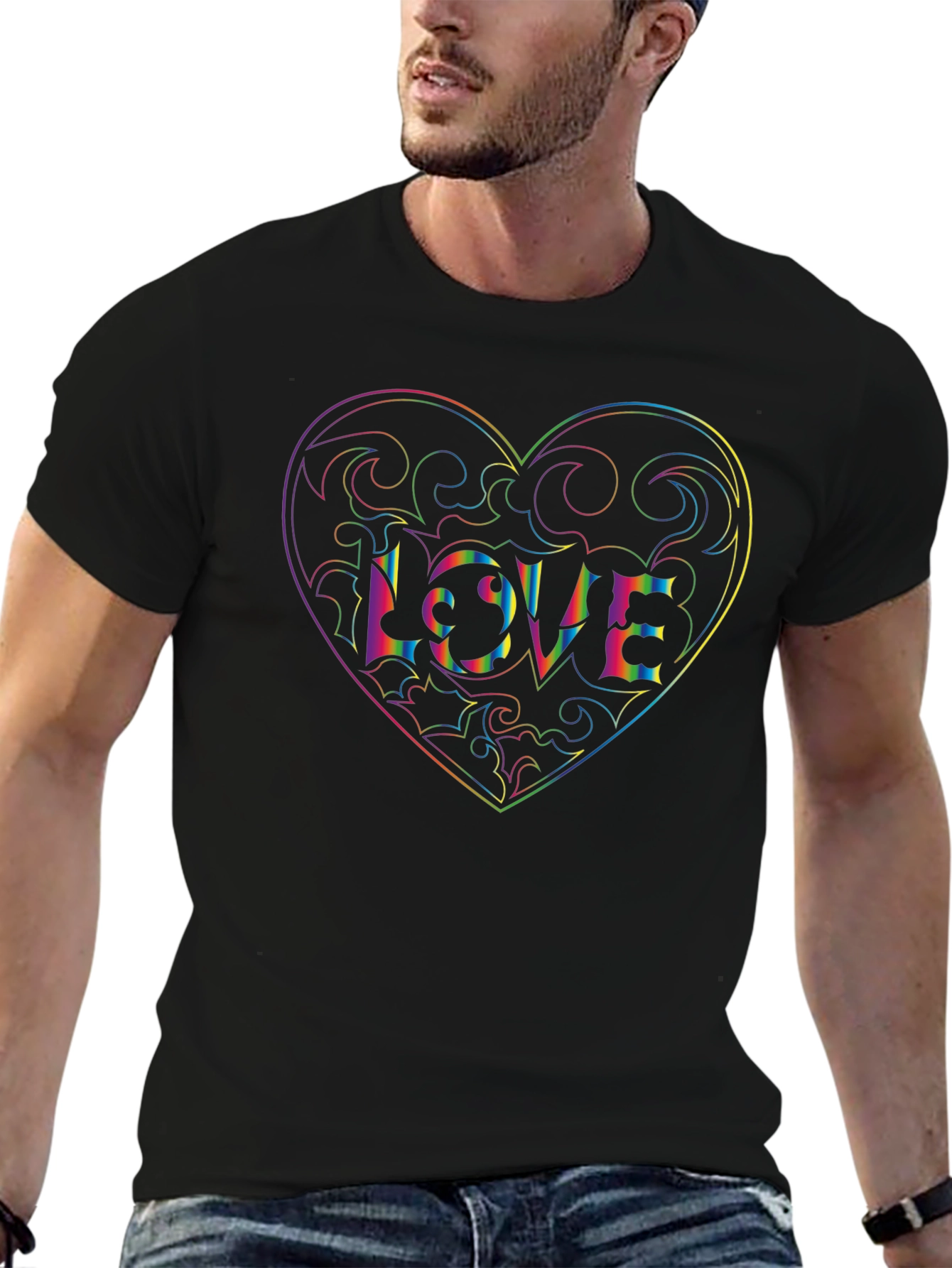 Rainbow Heart LOVE Graphic Tee - Unisex