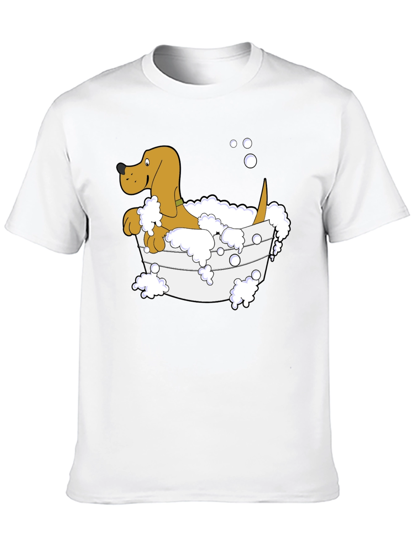 Cartoon Dog in Tub Black T-Shirt