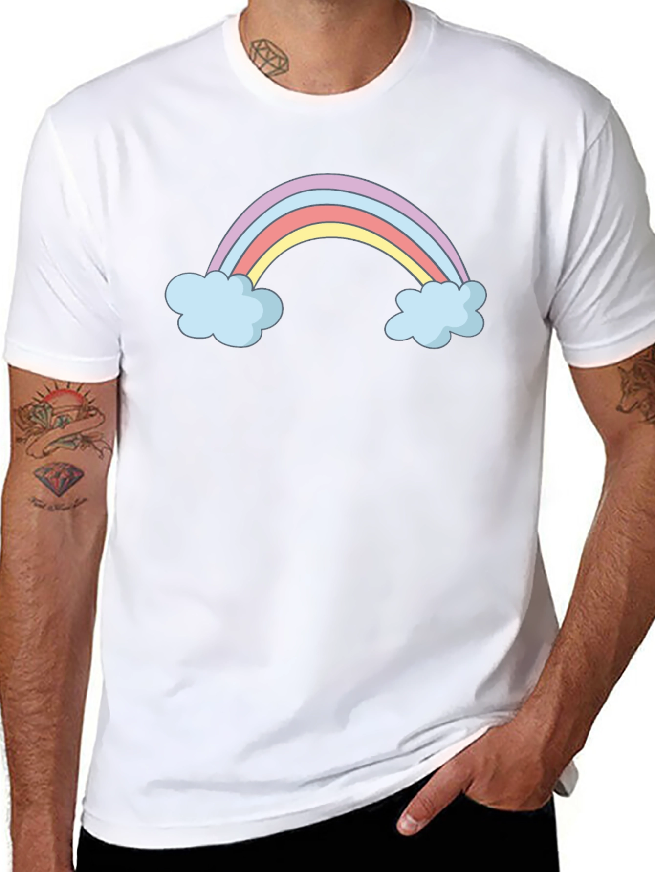 Rainbow Cloud Graphic T-Shirt - Soft Cotton Blend