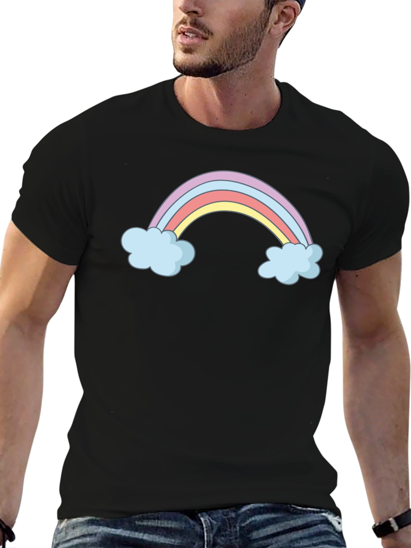 Rainbow Cloud Graphic T-Shirt - Soft Cotton Blend