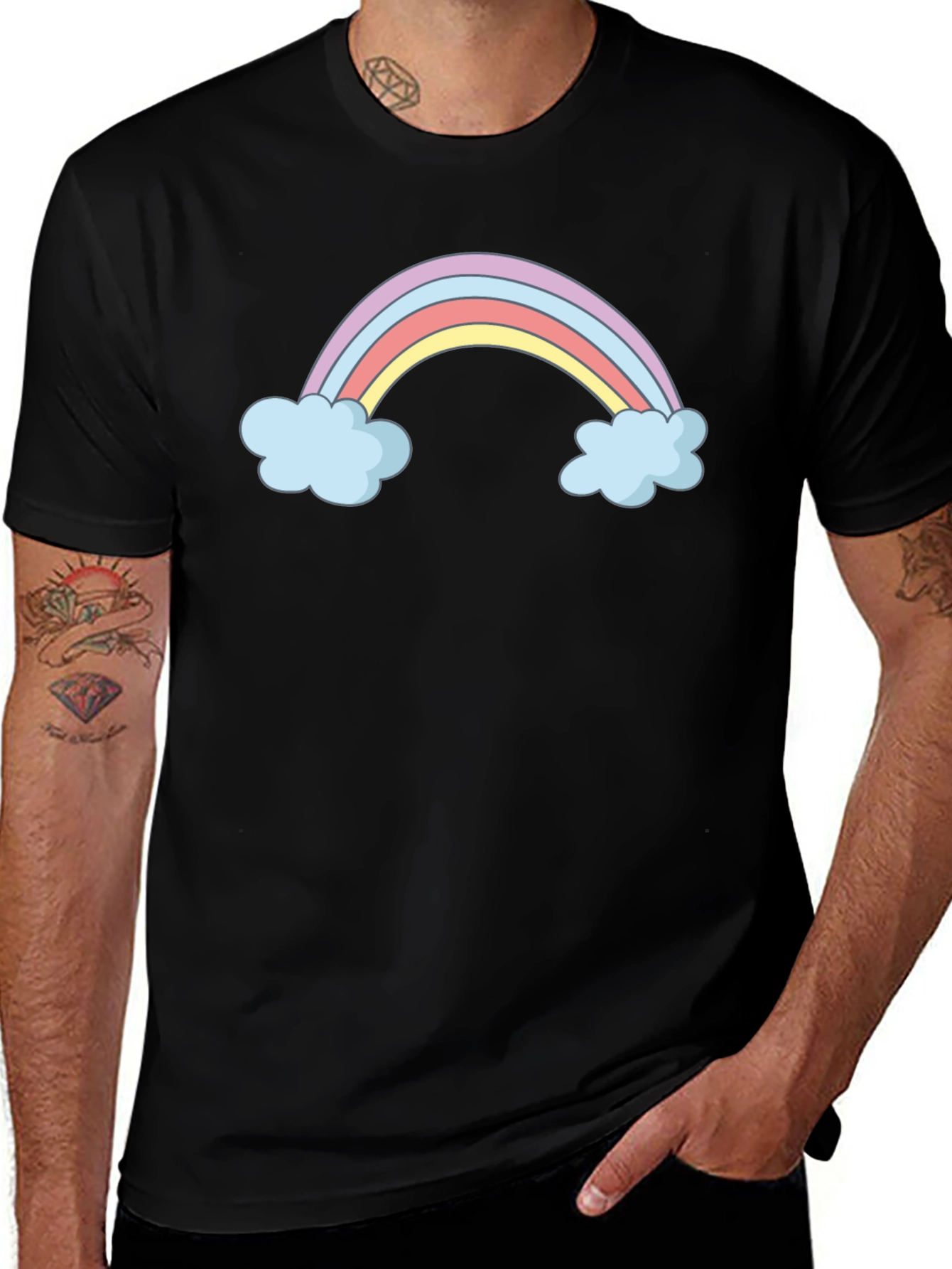 Rainbow Cloud Graphic T-Shirt - Soft Cotton Blend