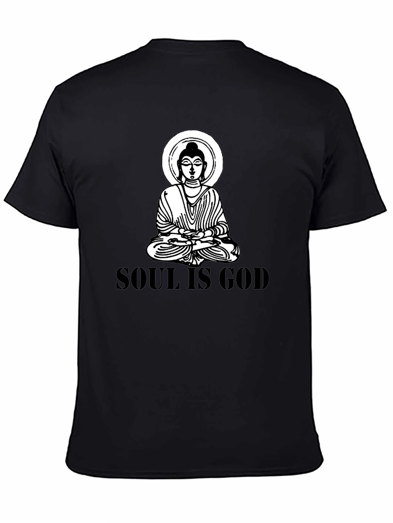 Soul is God Buddha Graphic Black T-Shirt