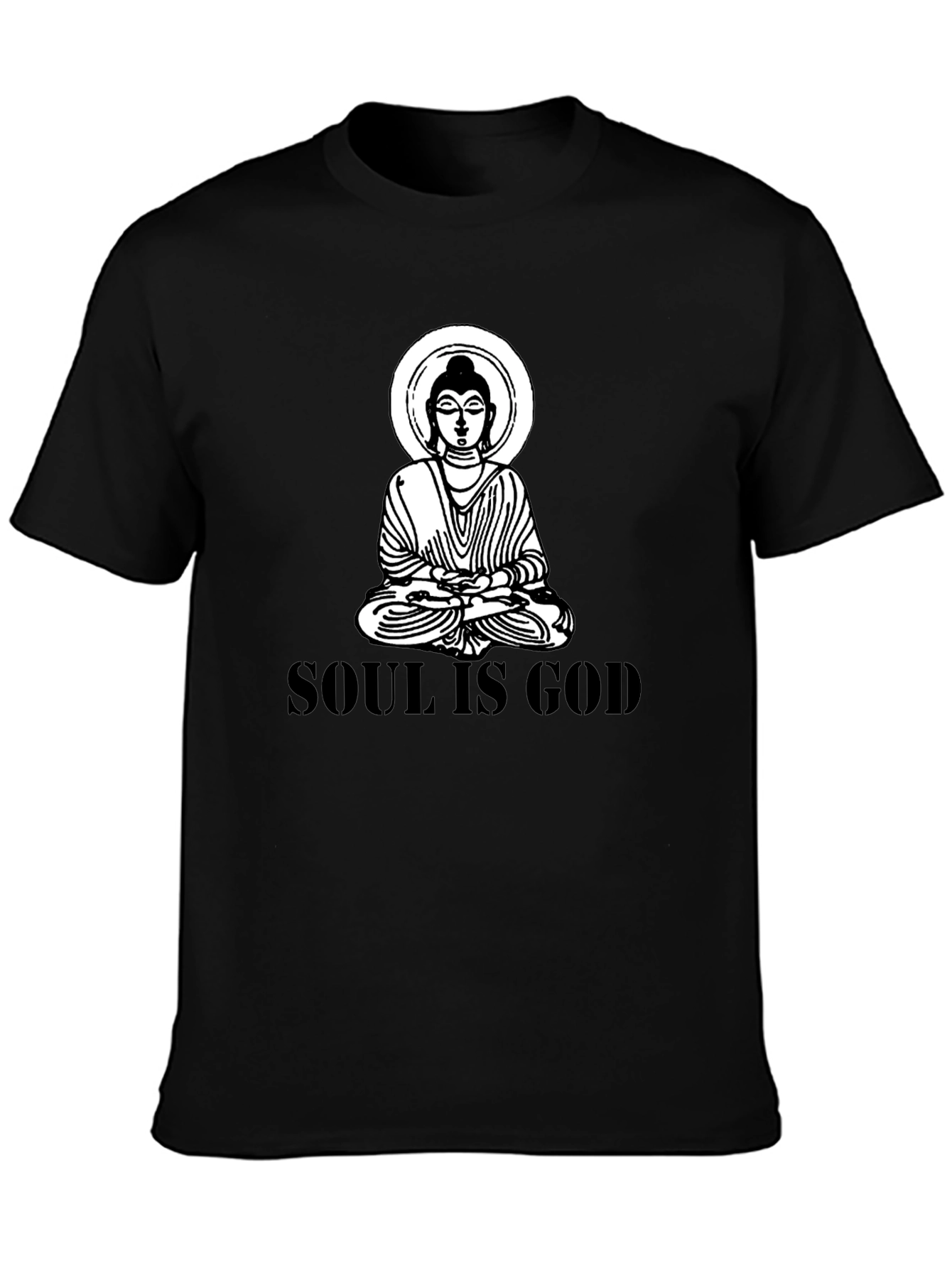 Soul is God Buddha Graphic Black T-Shirt