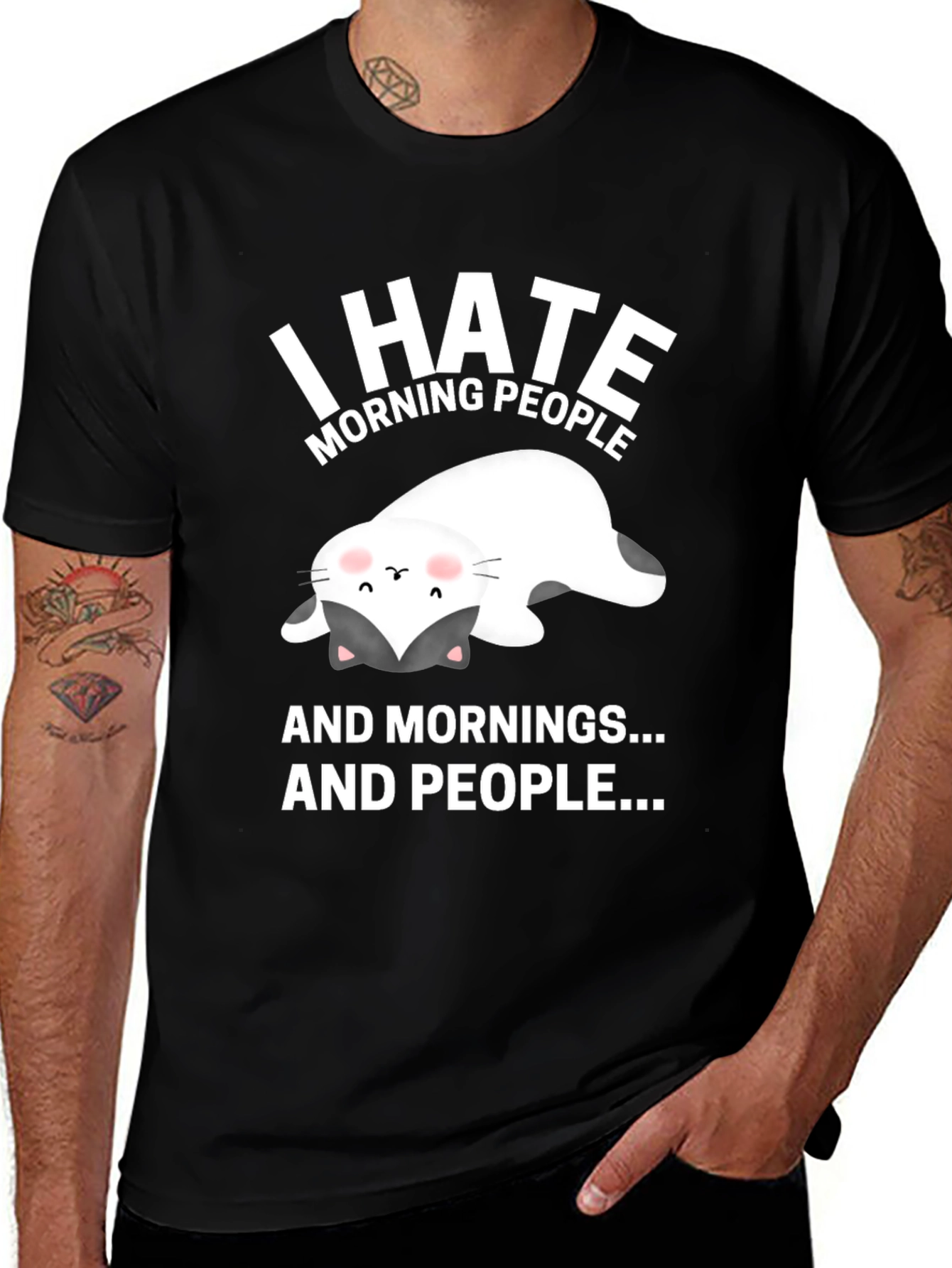 I Hate Morning People Cat T-Shirt
