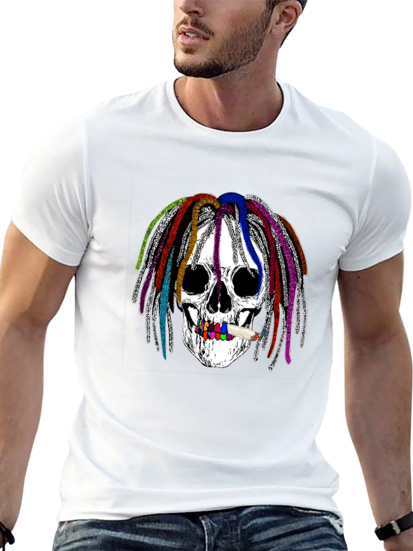 Skull Dreadlocks Graphic T-Shirt
