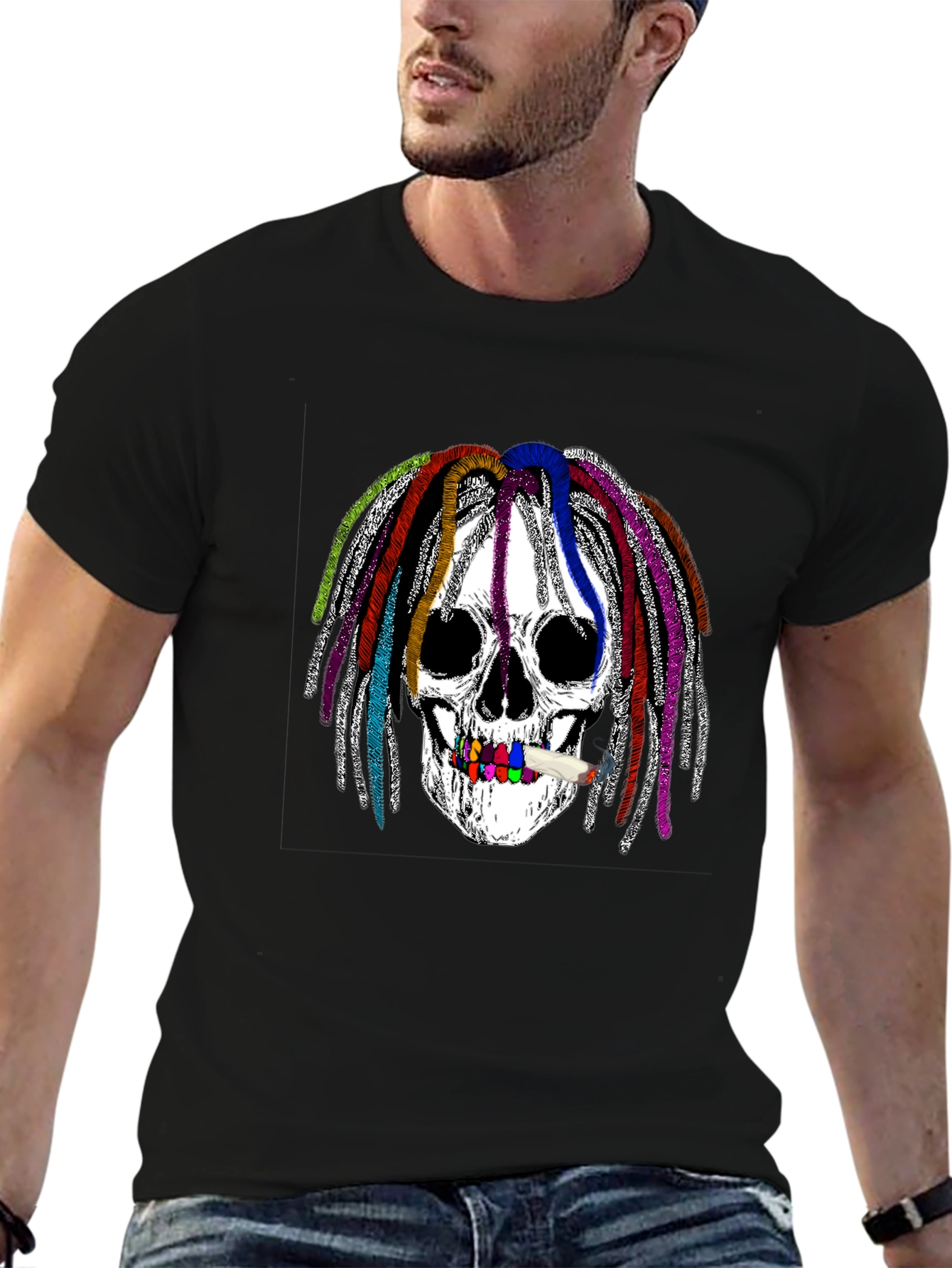 Skull Dreadlocks Graphic T-Shirt