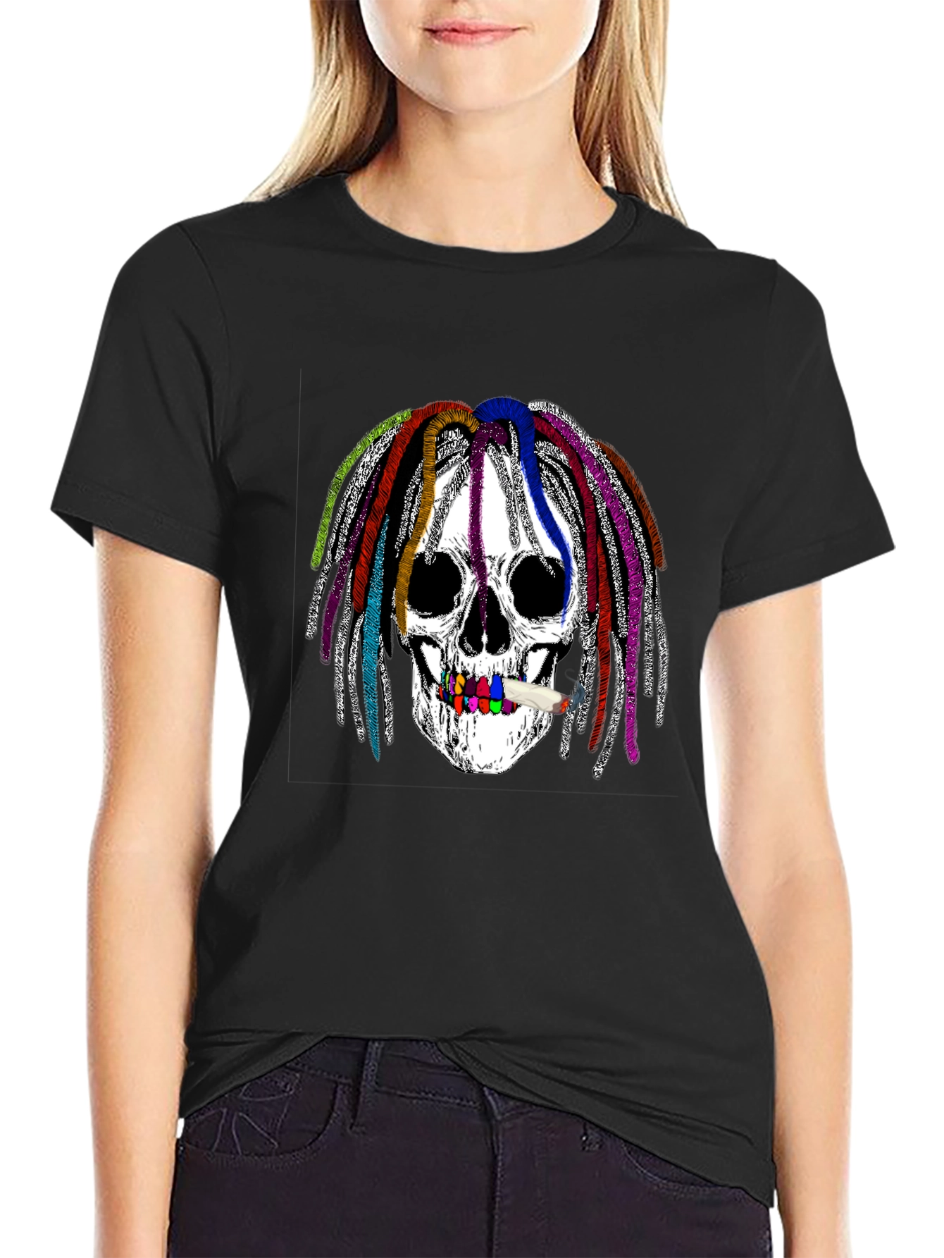 Skull Dreadlocks Graphic T-Shirt