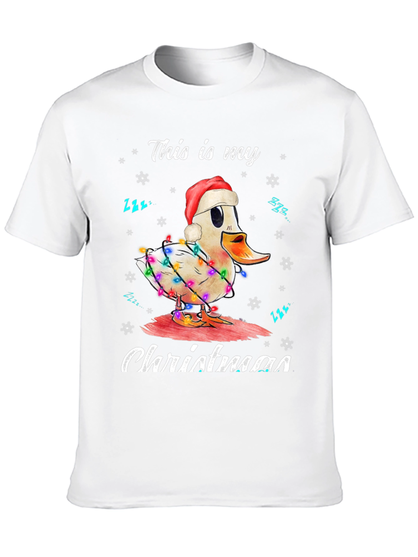 Funny Duck Christmas Lights Graphic T-Shirt