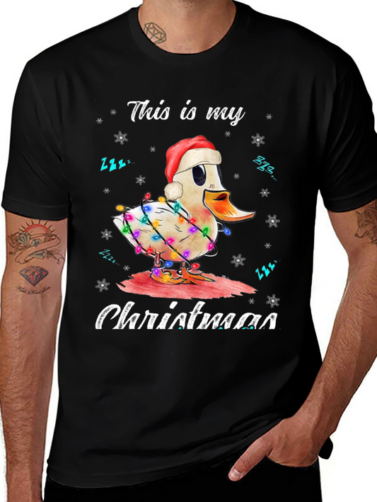 Funny Duck Christmas Lights Graphic T-Shirt
