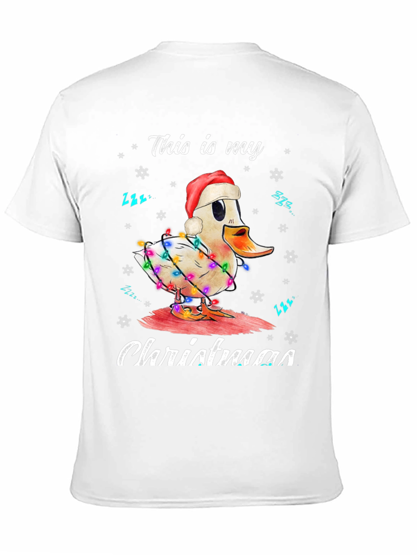 Funny Duck Christmas Lights Graphic T-Shirt