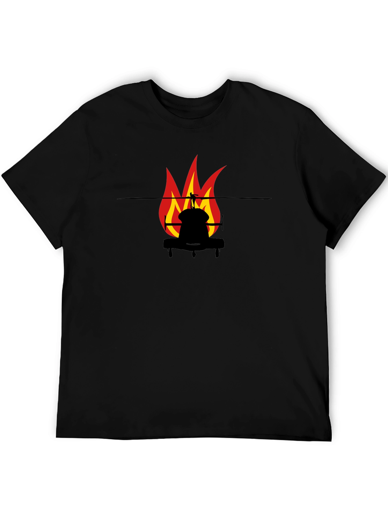 Fiery Helicopter Black T-Shirt