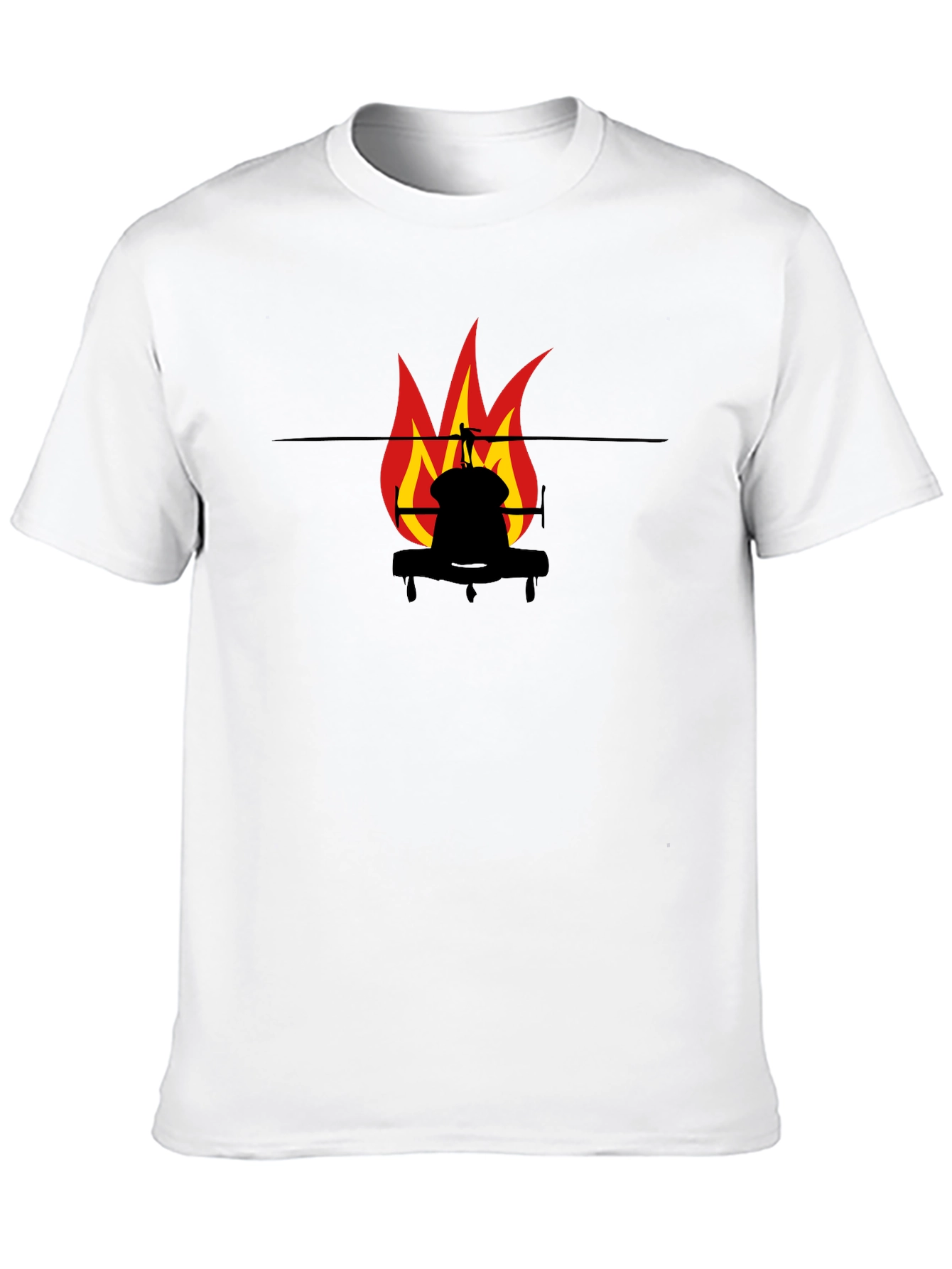 Fiery Helicopter Black T-Shirt