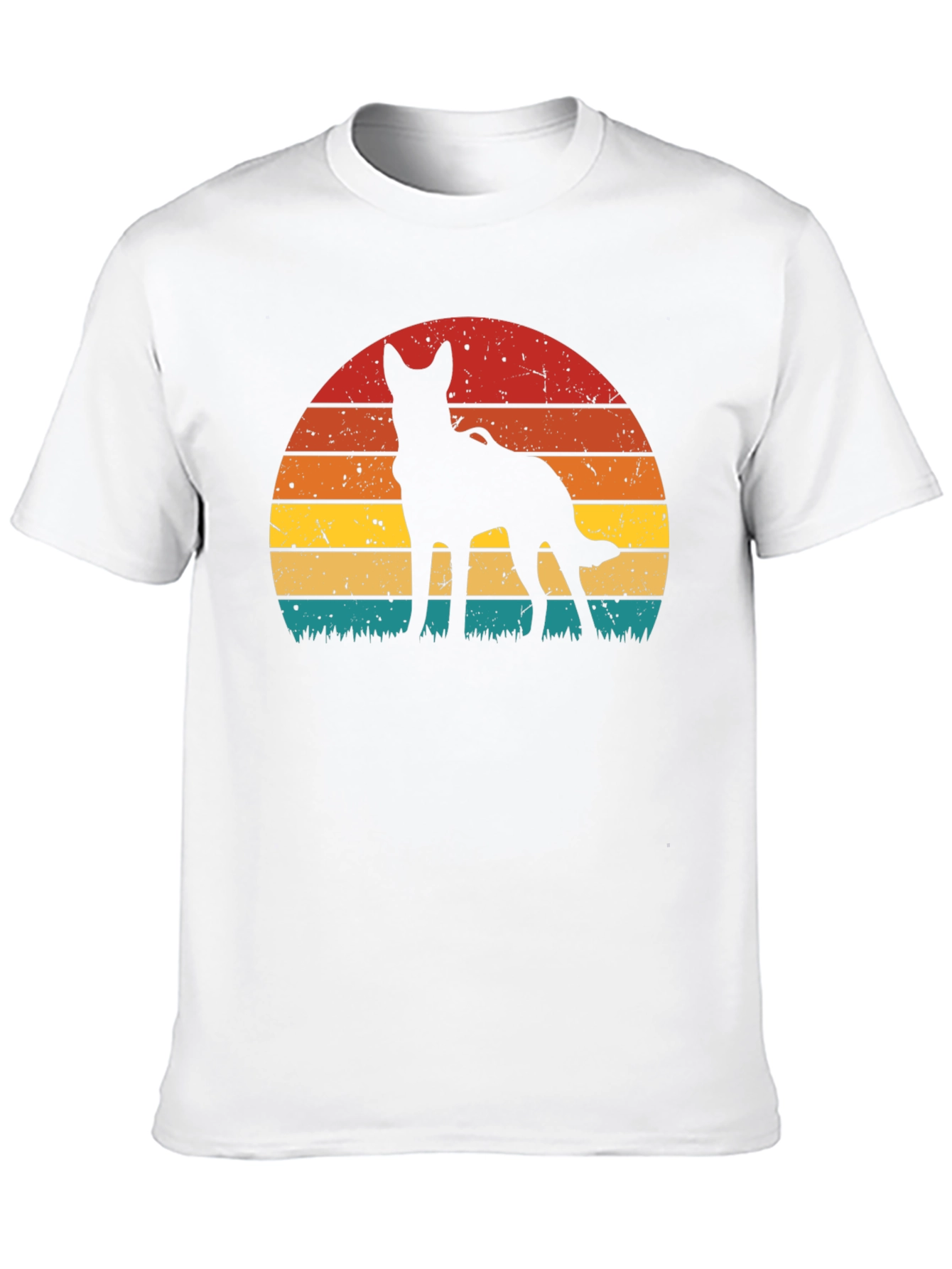 Dog Silhouette Sunset T-Shirt - Retro Style
