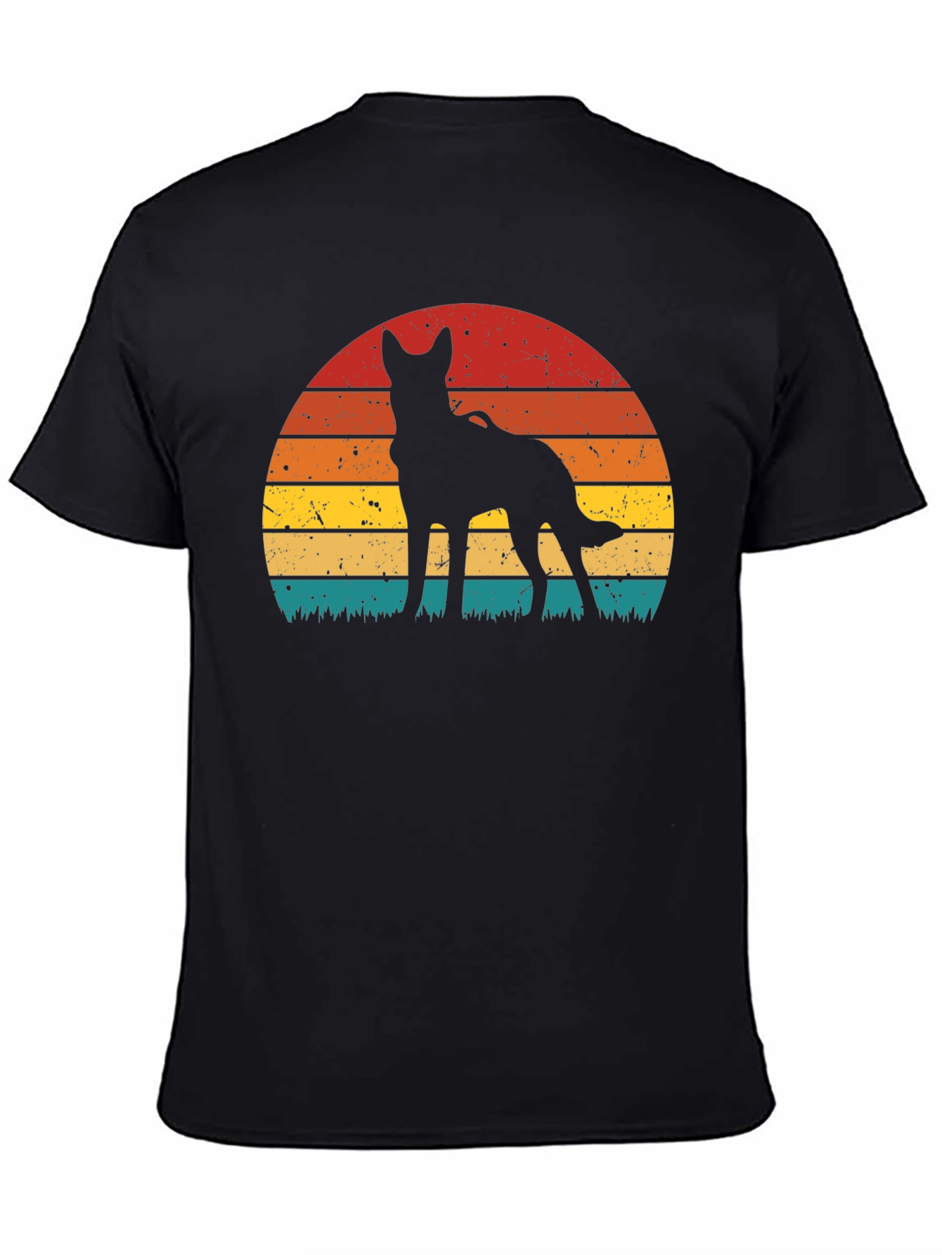 Dog Silhouette Sunset T-Shirt - Retro Style