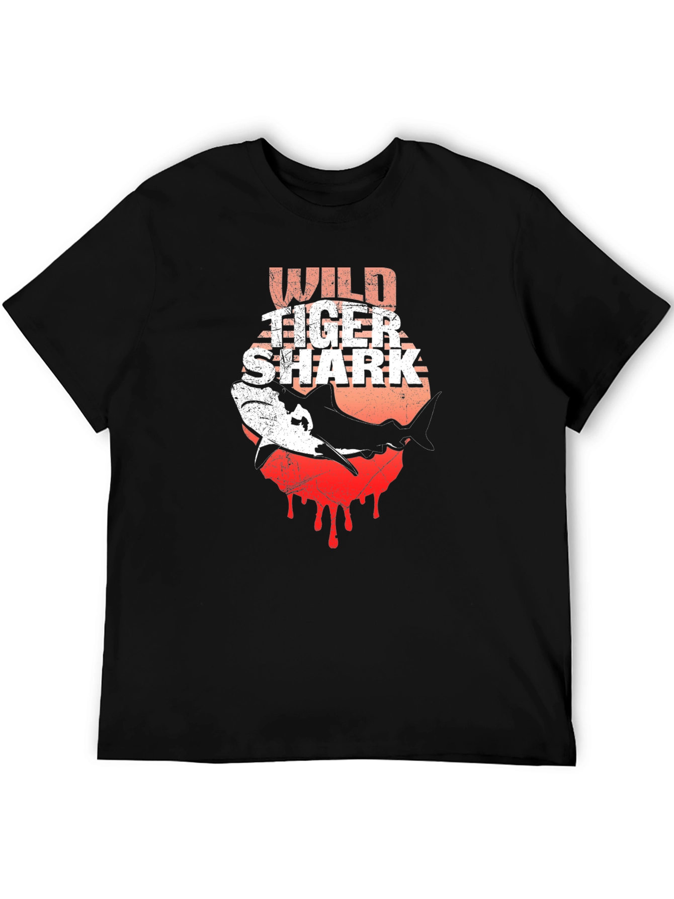 Wild Tiger Shark Graphic Tee - Black Cotton T-Shirt