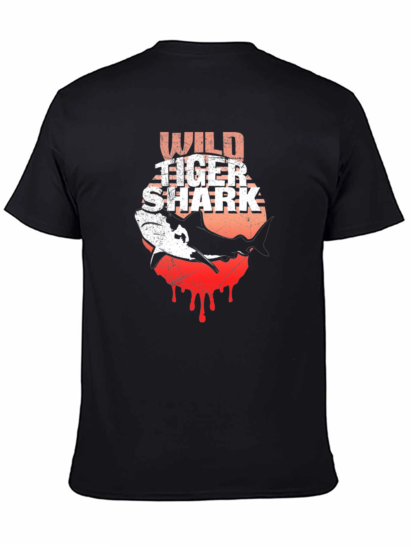 Wild Tiger Shark Graphic Tee - Black Cotton T-Shirt