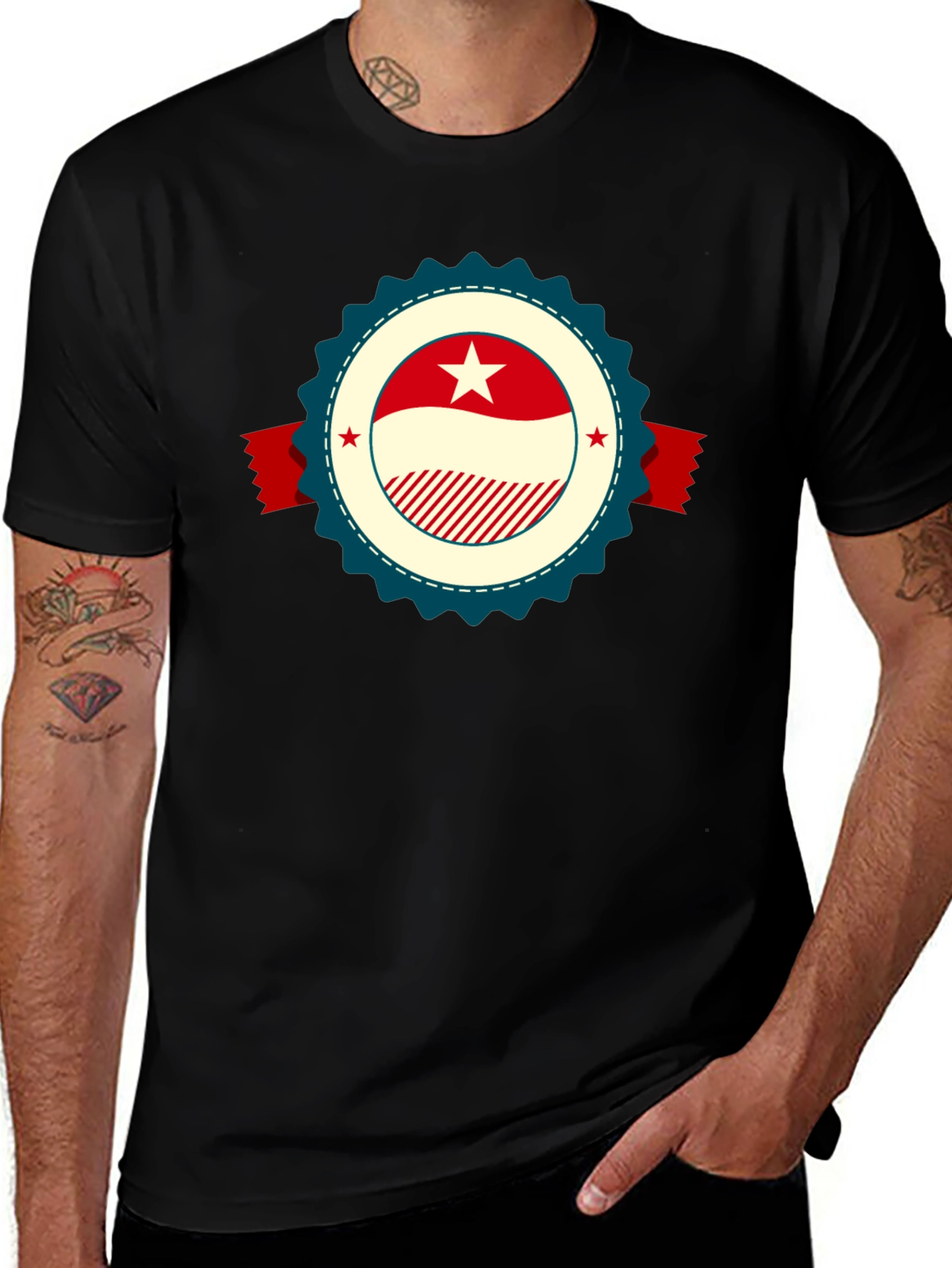 Retro Star Emblem Black T-Shirt
