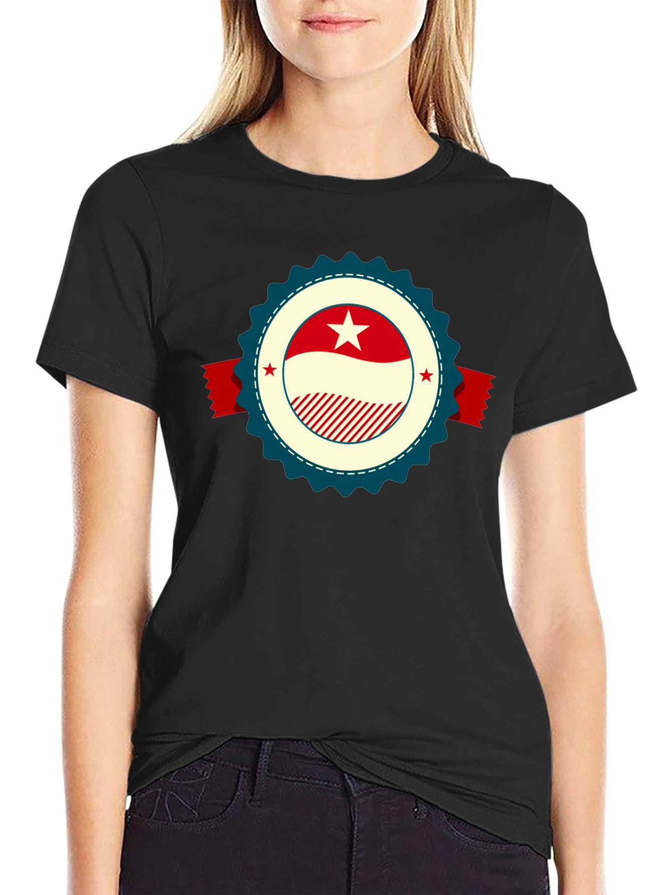 Retro Star Emblem Black T-Shirt
