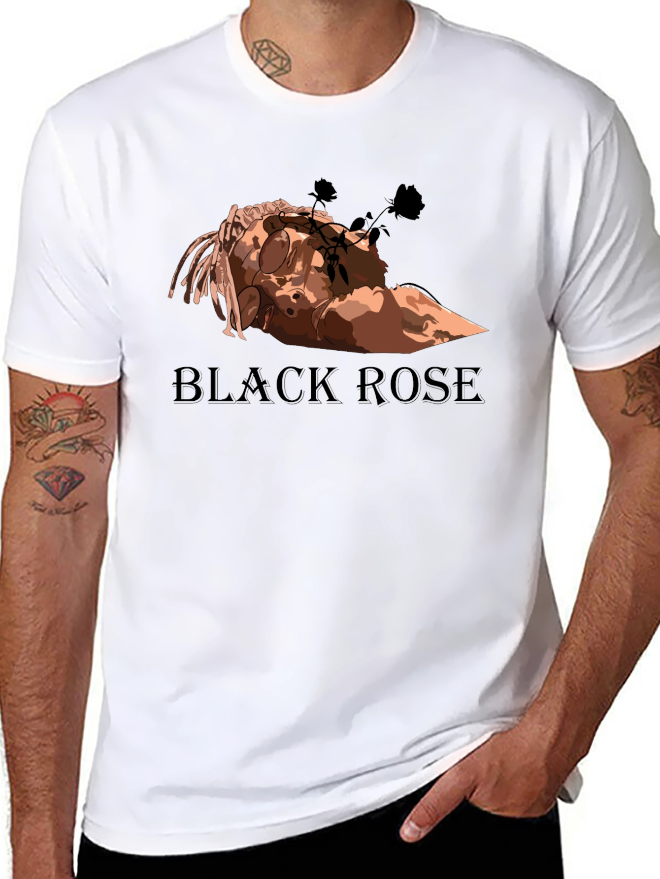 Black Rose Graphic Tee - Stylish Mens T-Shirt