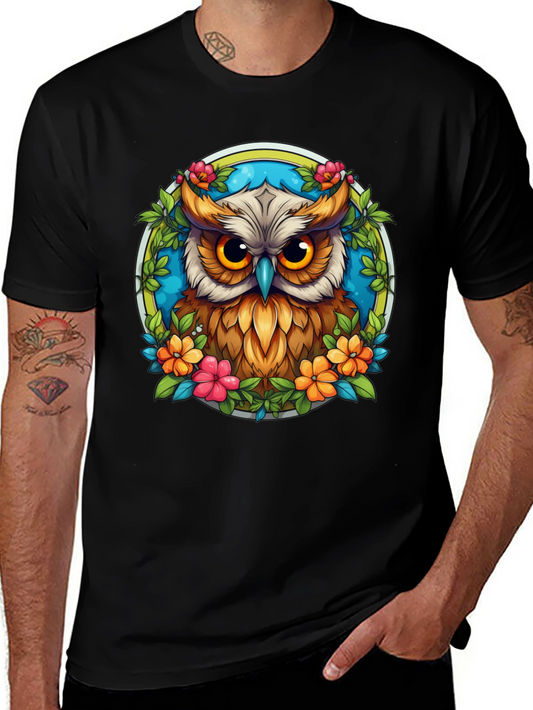 Floral Owl Graphic Tee - Unique Bird Lover Shirt