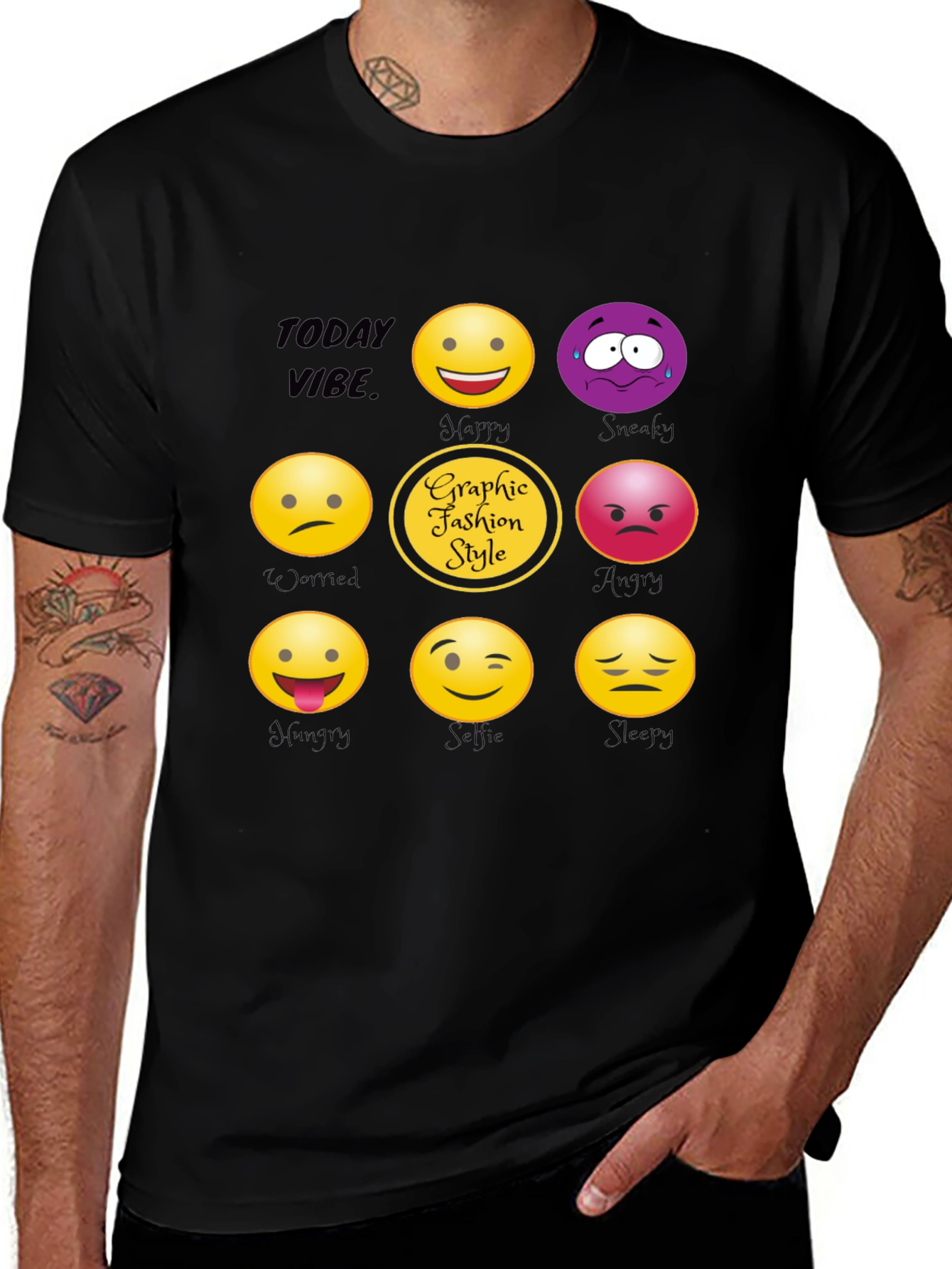 Today Vibe Emoji Graphic Style T-Shirt