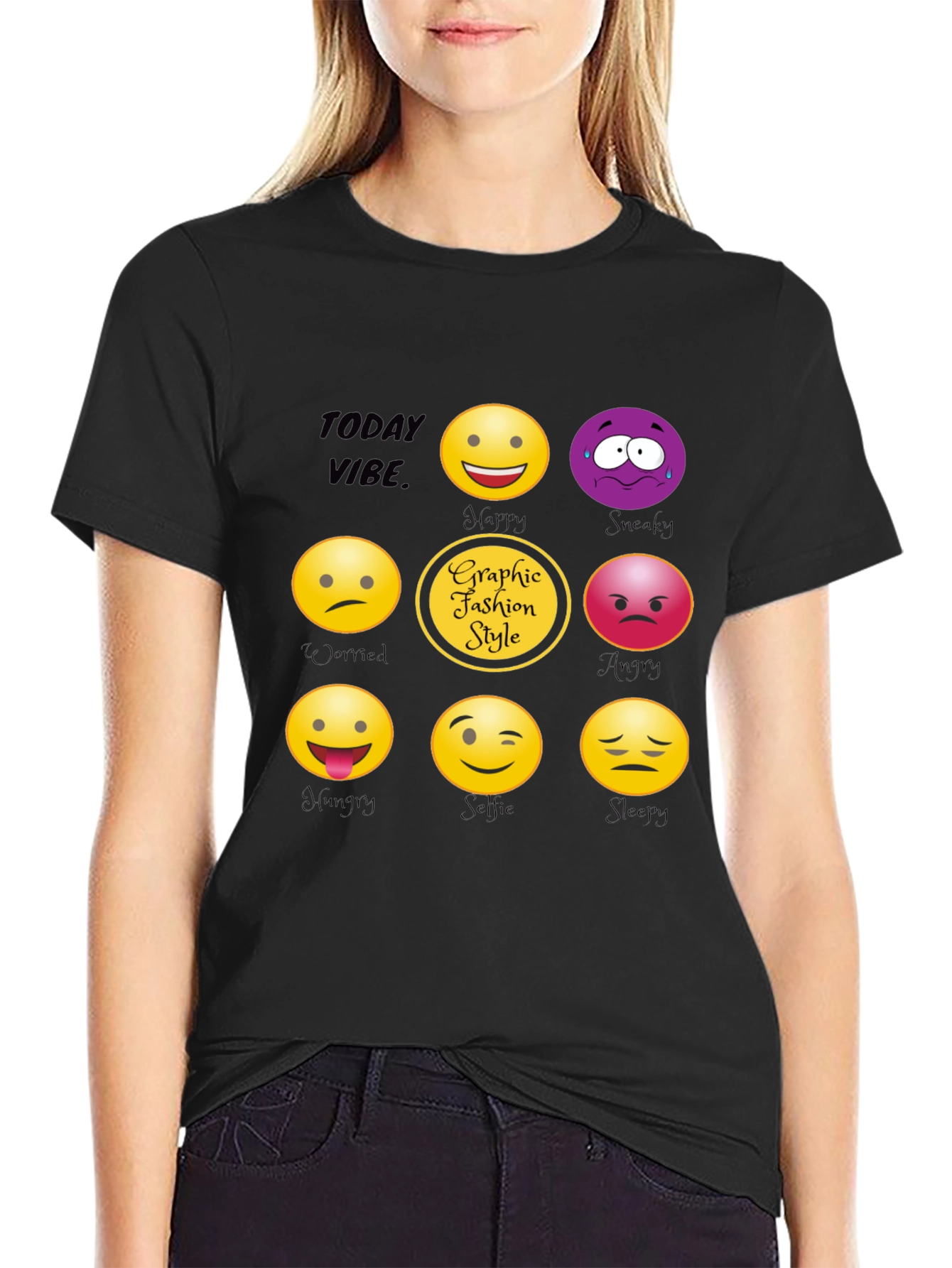 Today Vibe Emoji Graphic Style T-Shirt