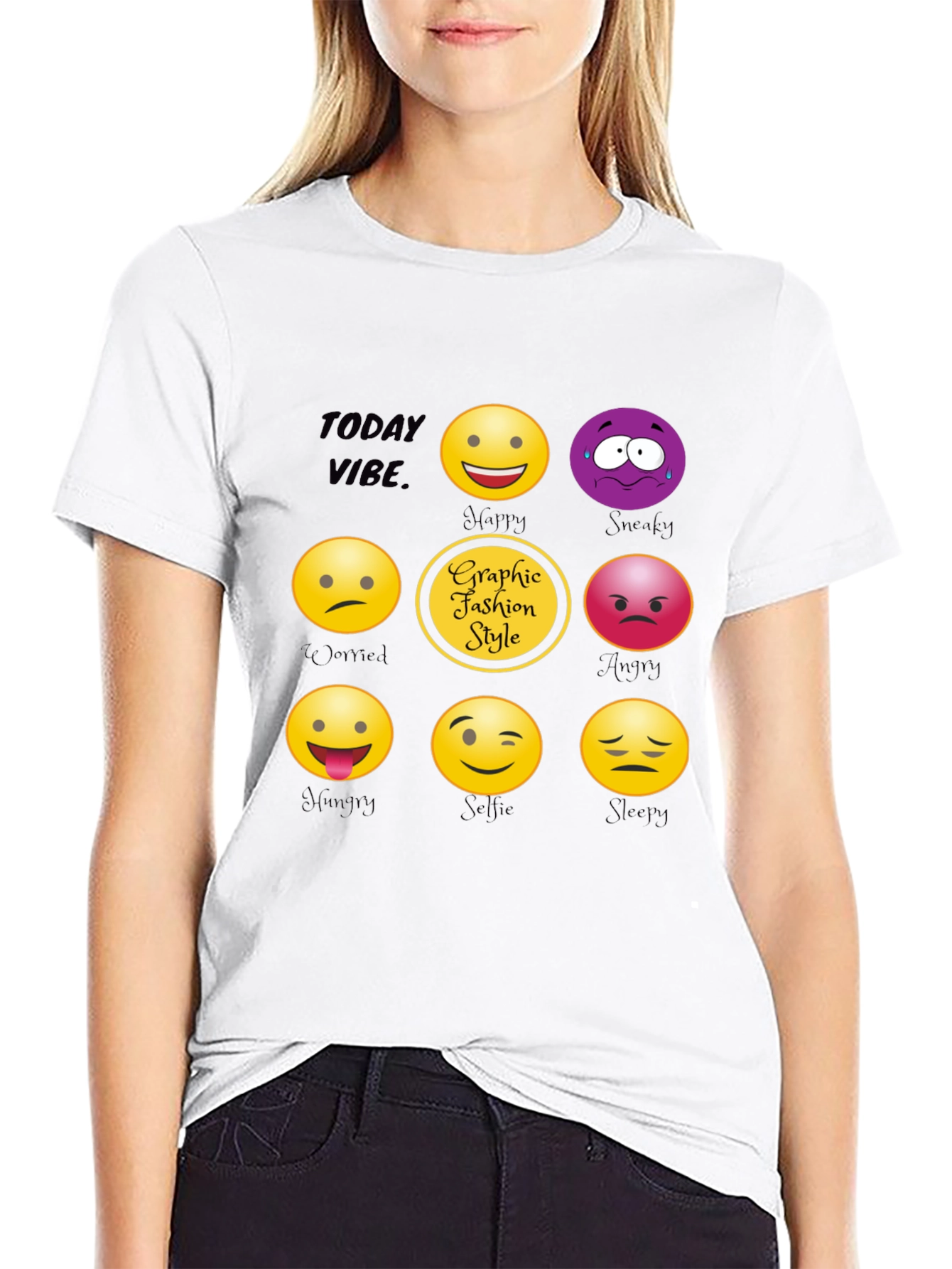 Today Vibe Emoji Graphic Style T-Shirt