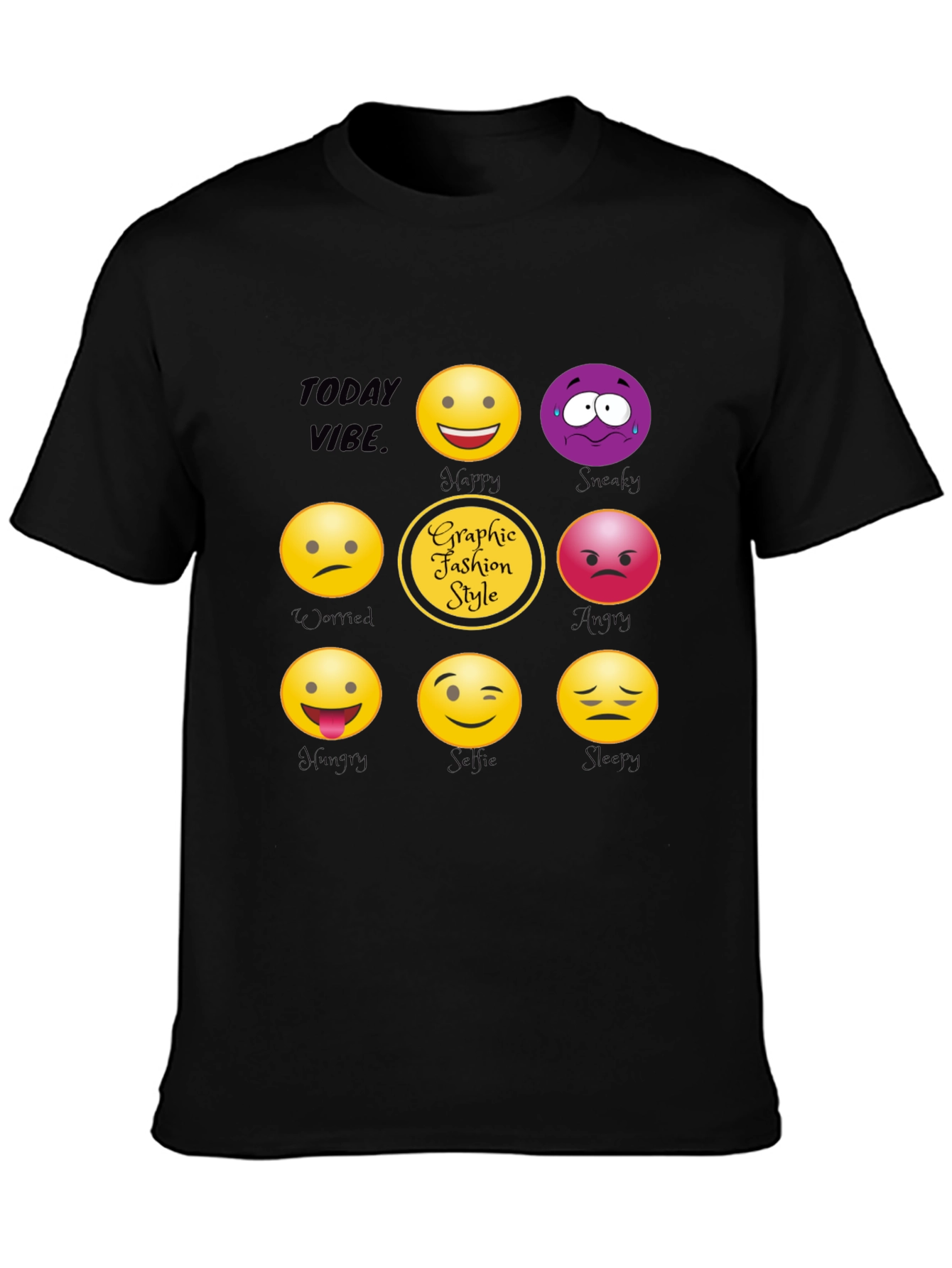 Today Vibe Emoji Graphic Style T-Shirt