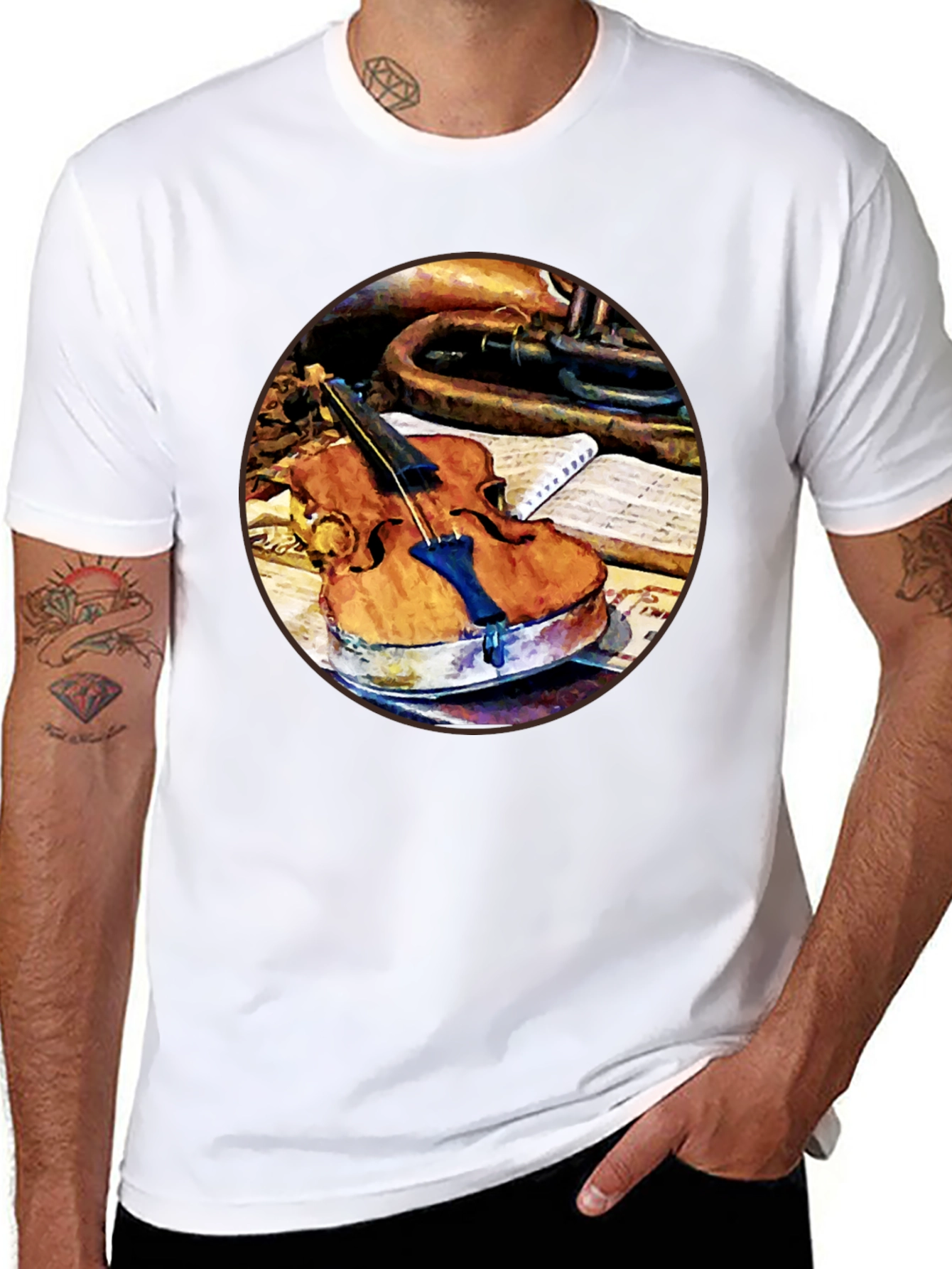Violin and Trumpet Graphic T-Shirt