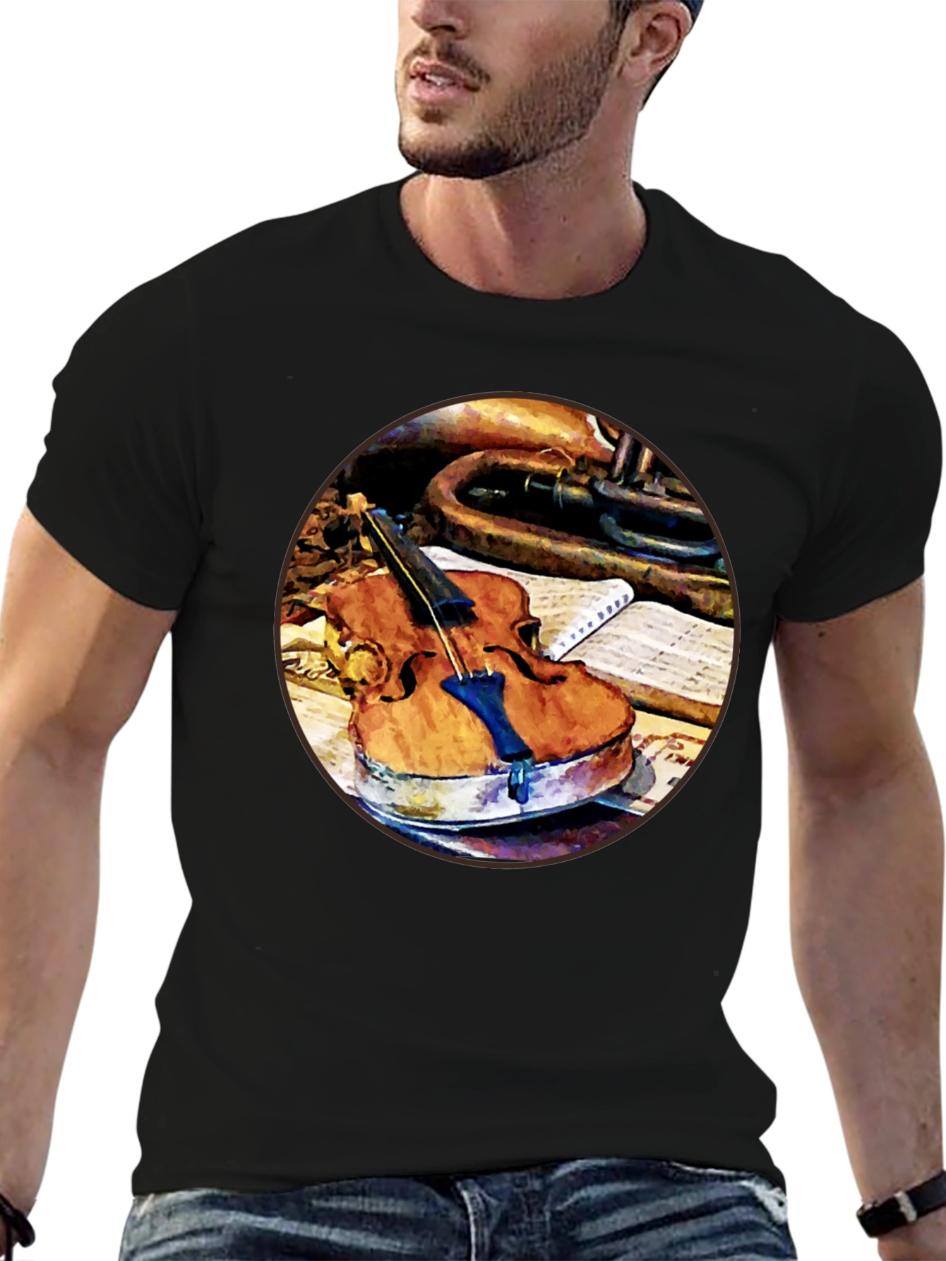 Violin and Trumpet Graphic T-Shirt