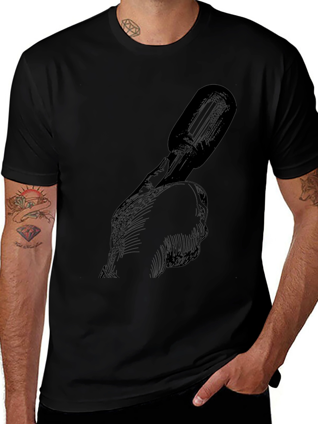 Hand Holding Mic Black Graphic Tee