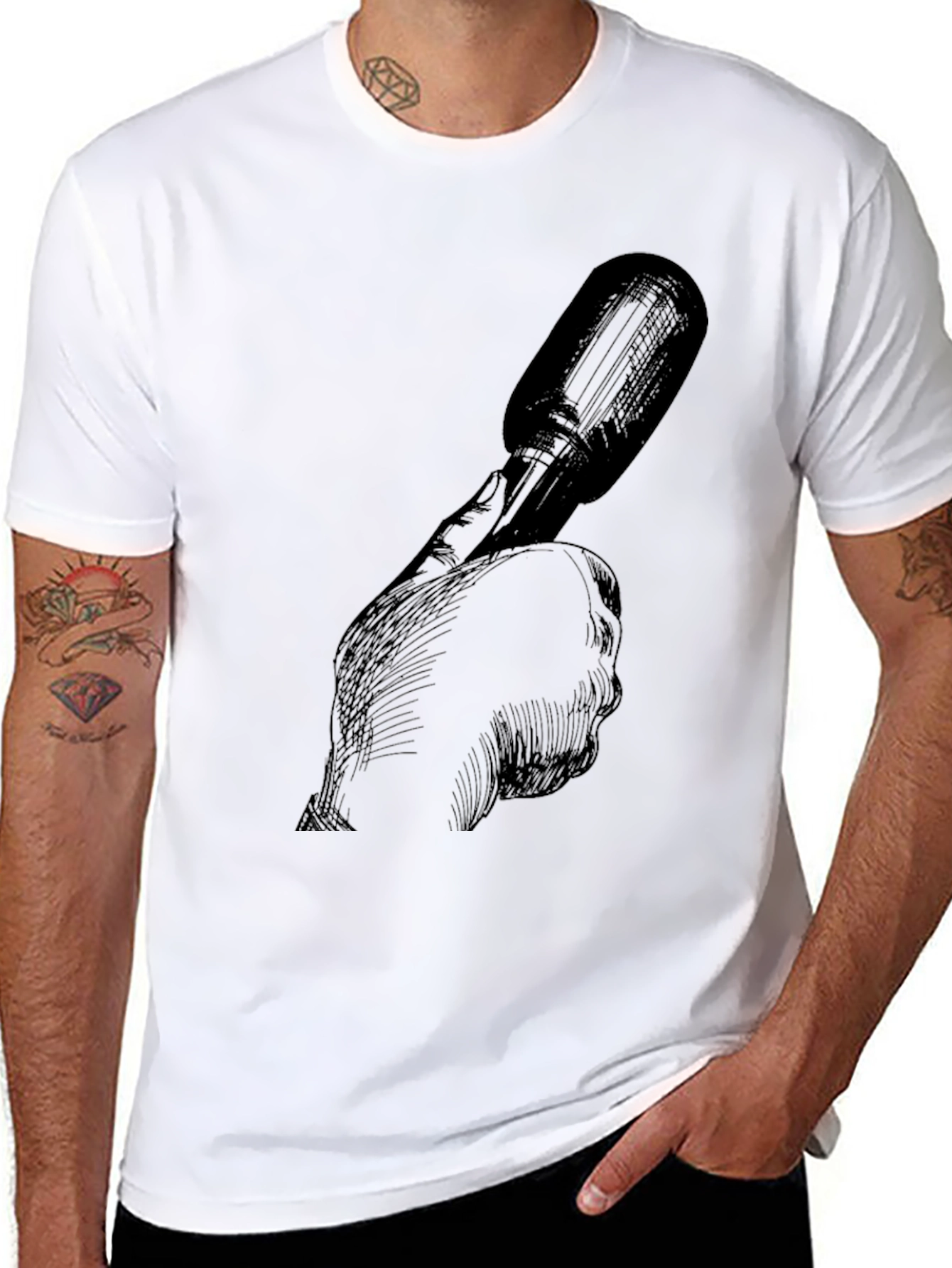 Hand Holding Mic Black Graphic Tee