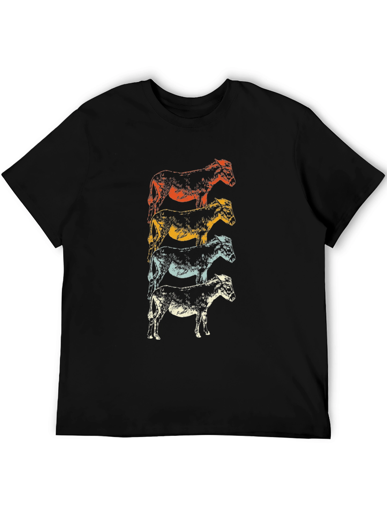 Retro Donkey Stack Graphic Tee - Black Cotton