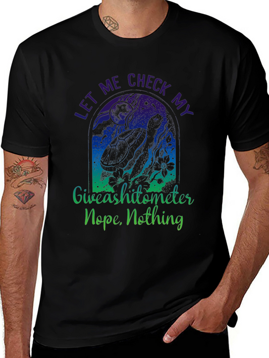 Funny Turtle Giveashitometer Mens Black T-Shirt