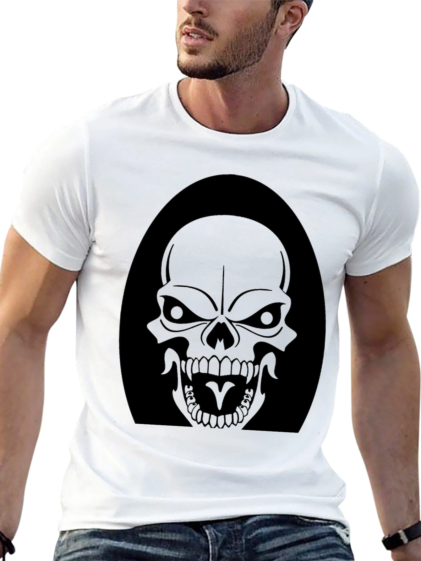Black Skull Graphic Tee - Dark Reaper Design