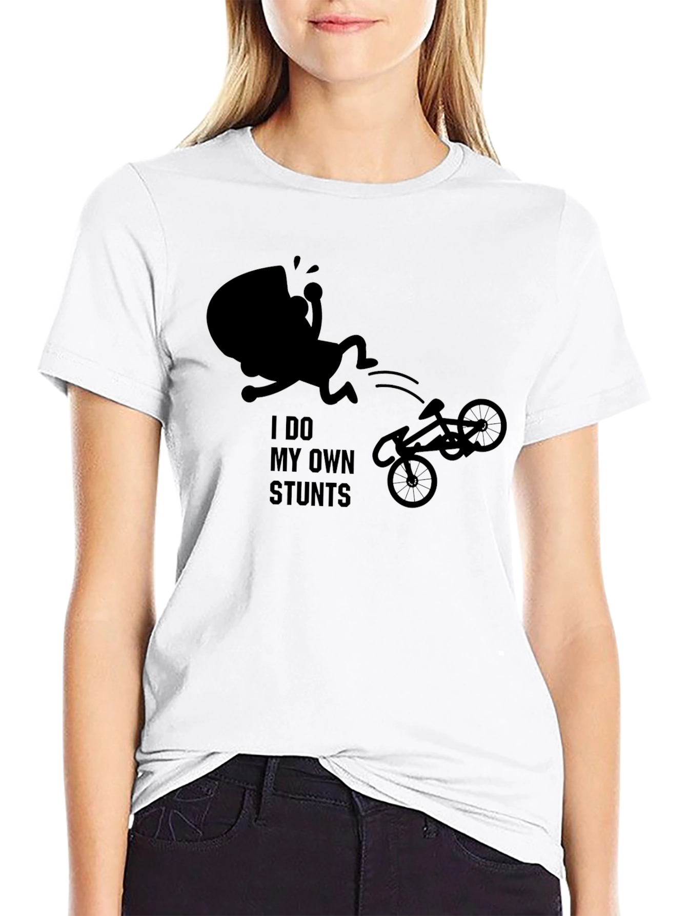 I Do My Own Stunts Black Graphic Tee