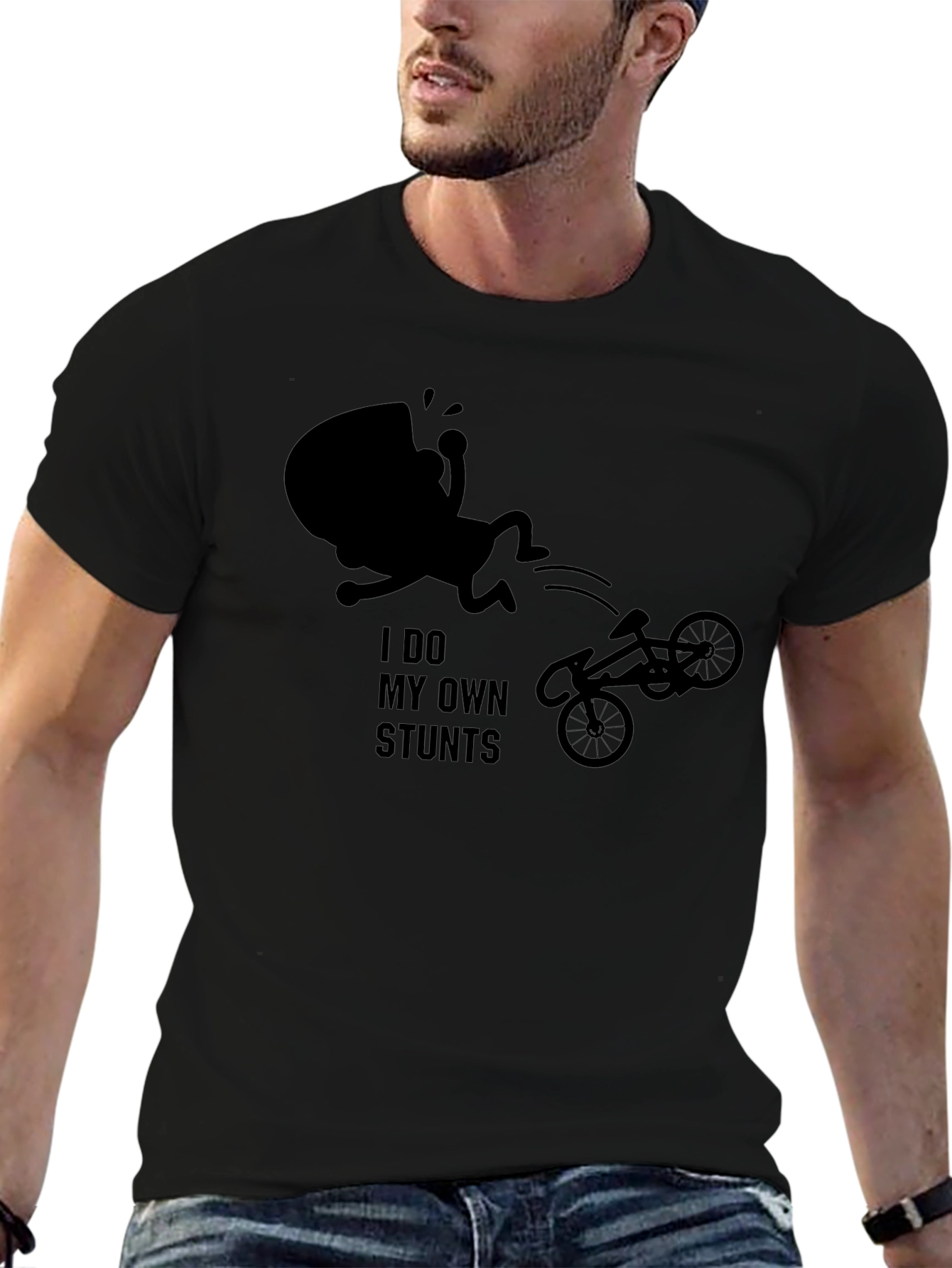 I Do My Own Stunts Black Graphic Tee
