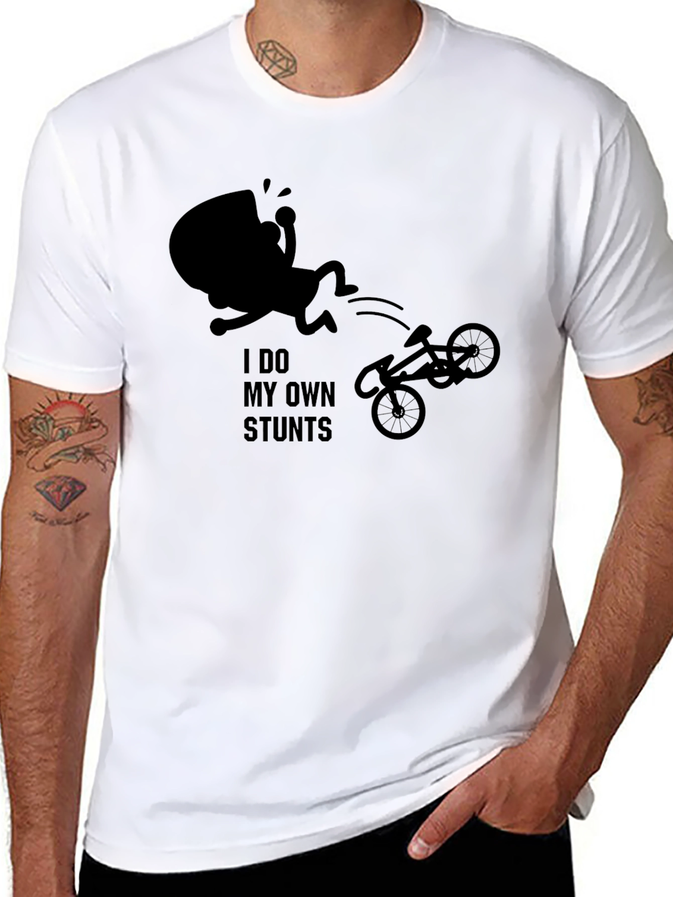 I Do My Own Stunts Black Graphic Tee