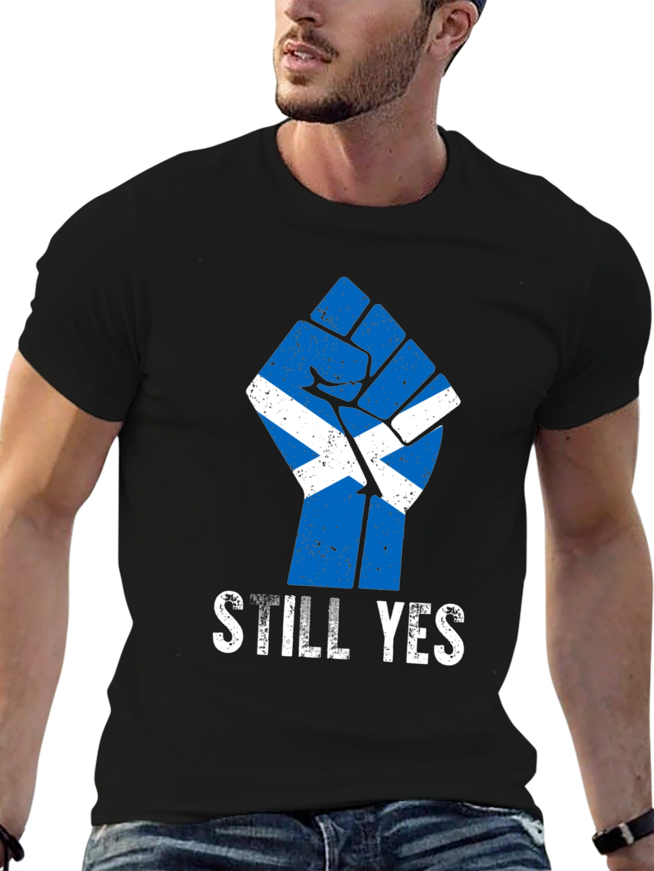 Scottish Independence Still Yes Fist Black T-Shirt