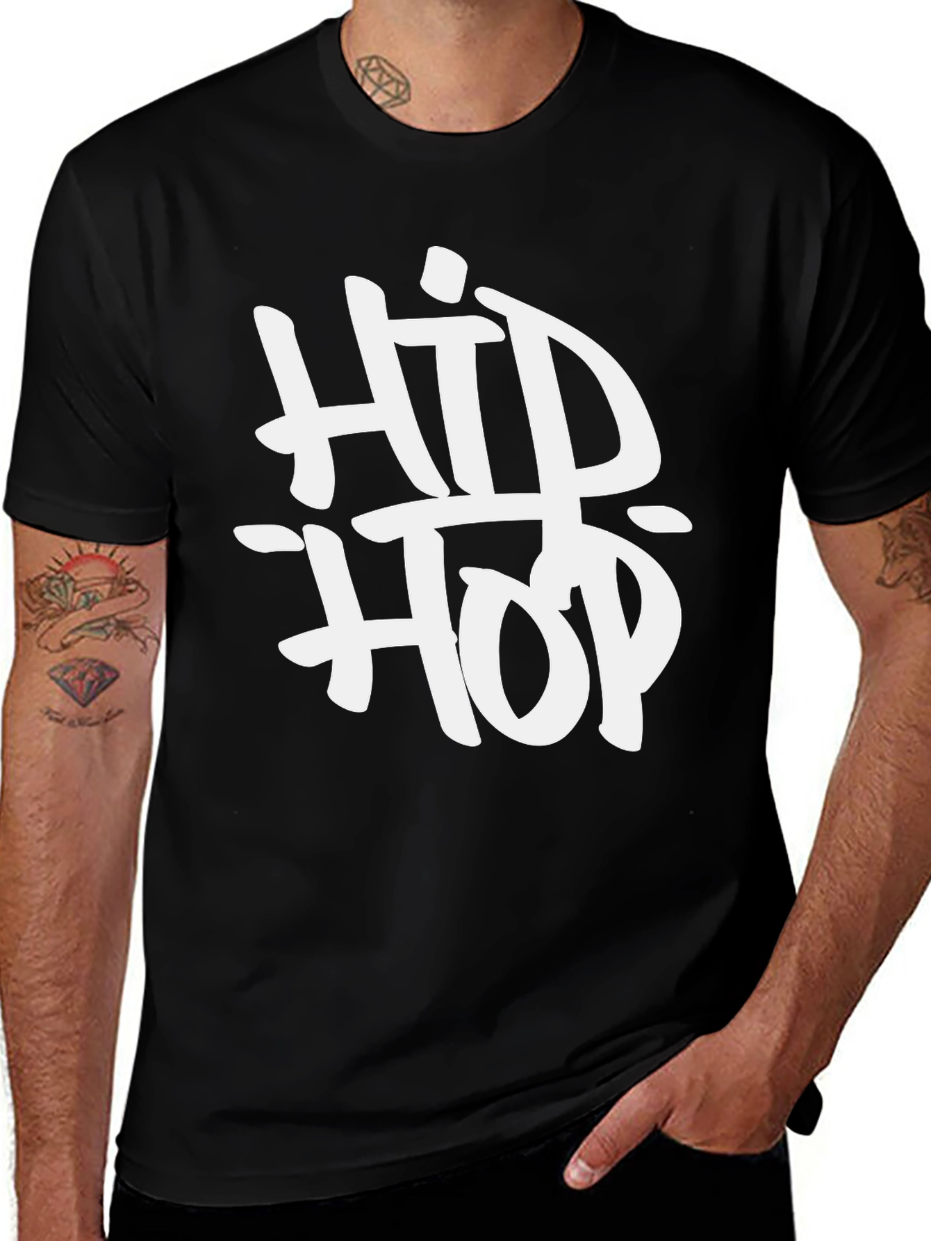 Hip Hop Graphic T-Shirt - Black Casual Tee