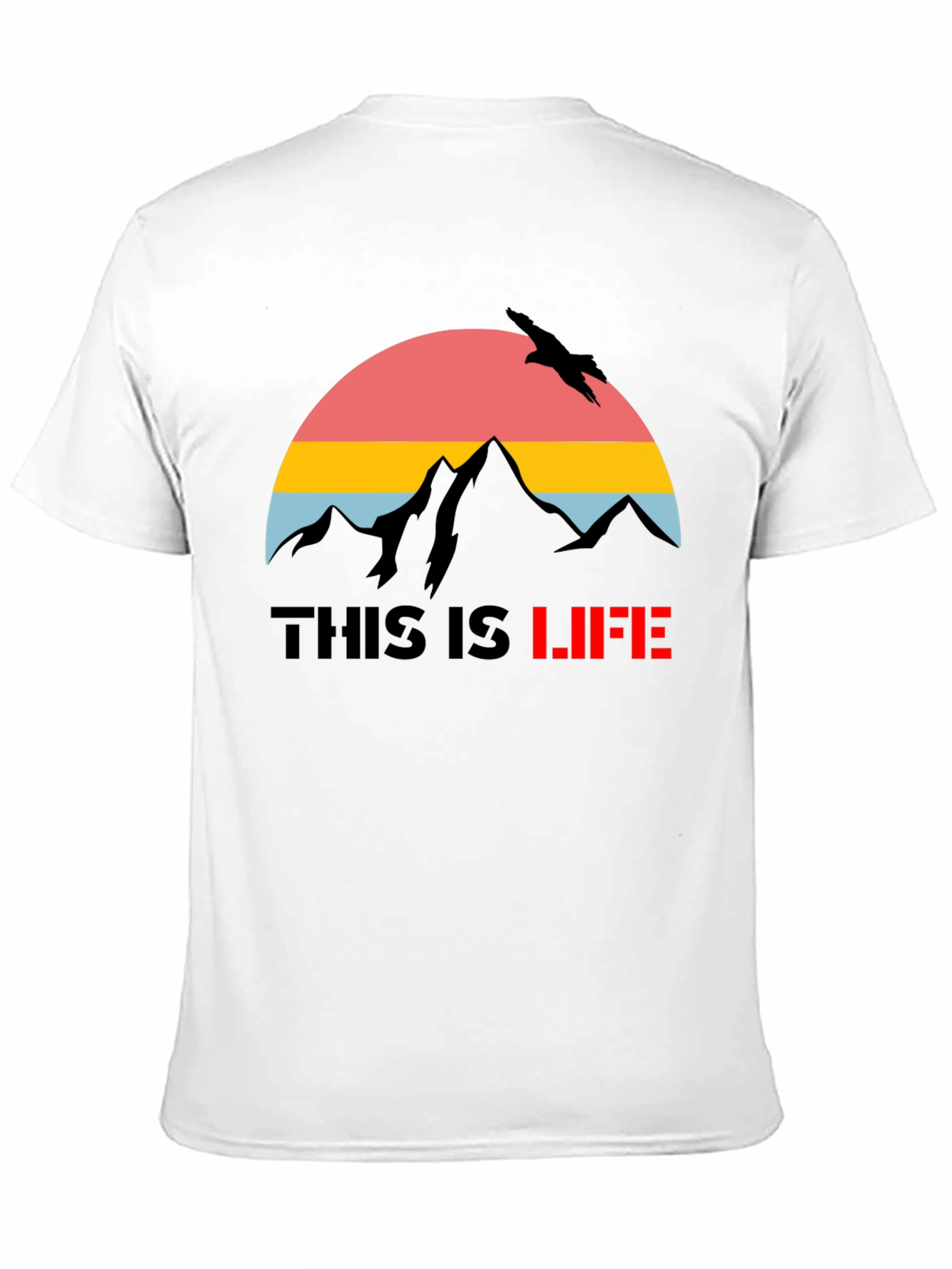 This is Life Black Graphic T-Shirt Mountain Bird