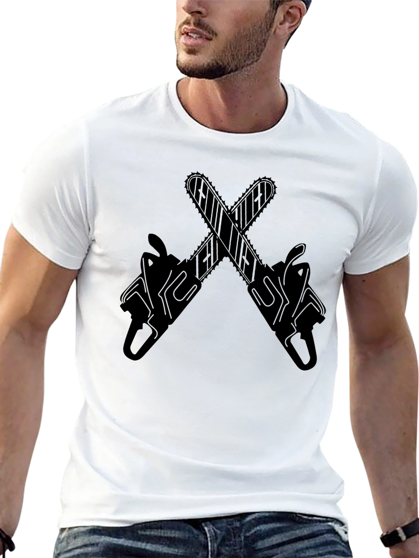 Chainsaw Graphic Tee - Bold Black Design